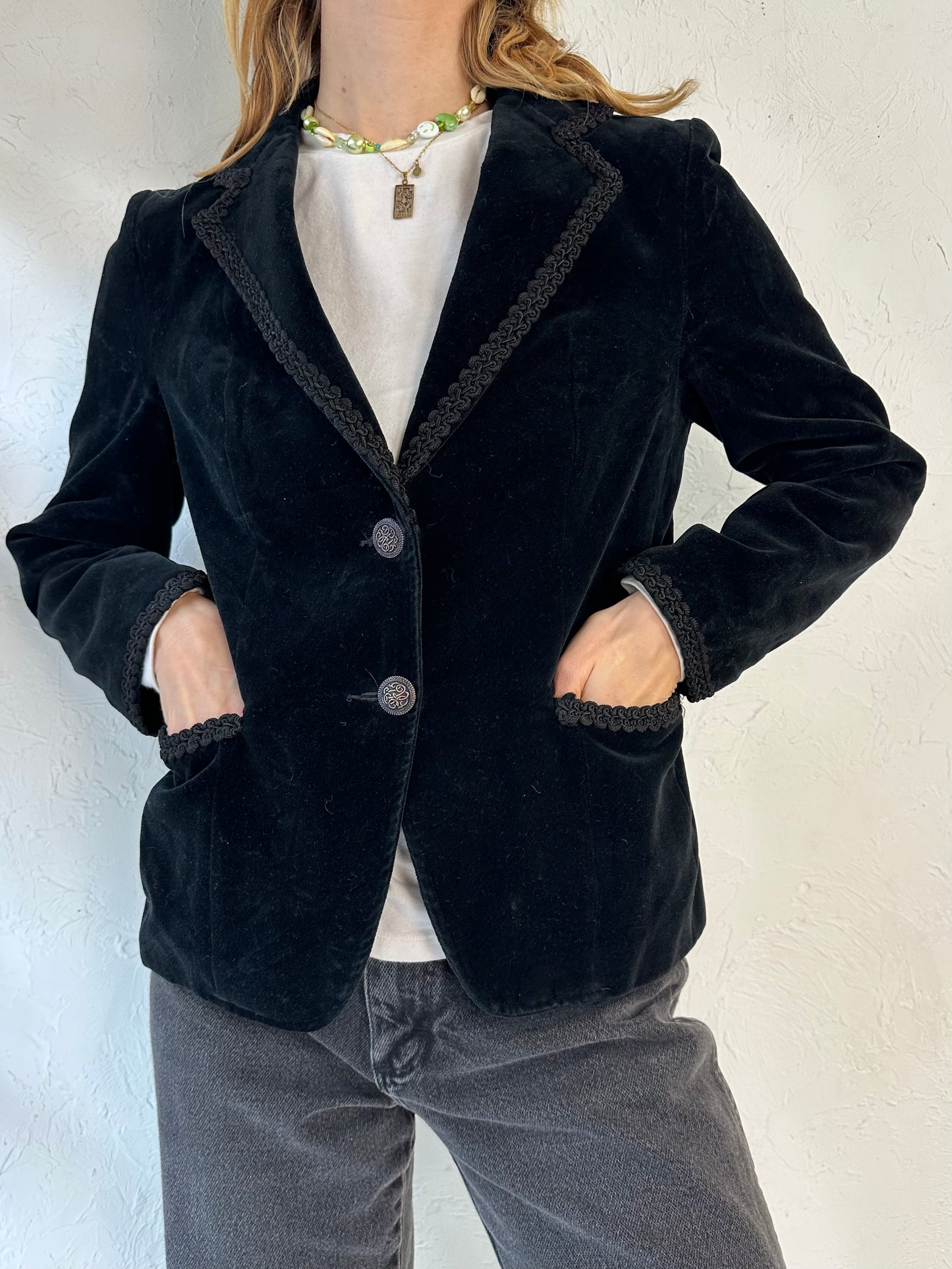 Vintage 'Jantzen' Black Velvet Blazer Jacket / Medium