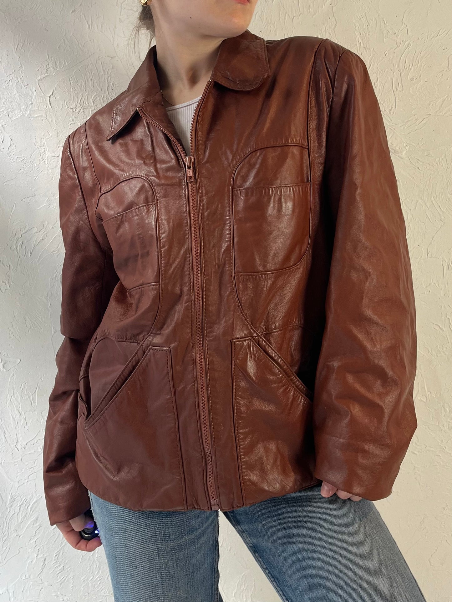 80s ‘Wilsons’ Brown Leather Jacket / Medium