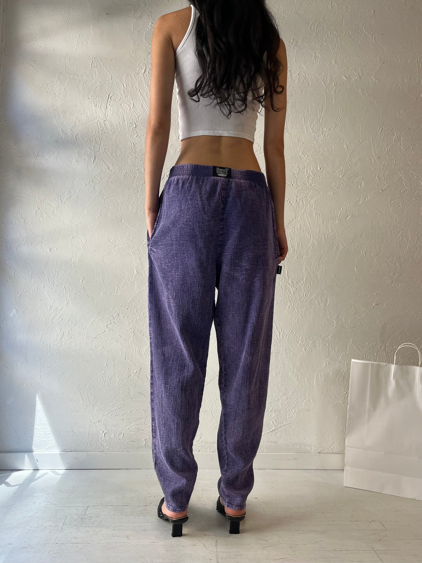 90s 'Ezze Wear' Purple Cotton Pants / Medium