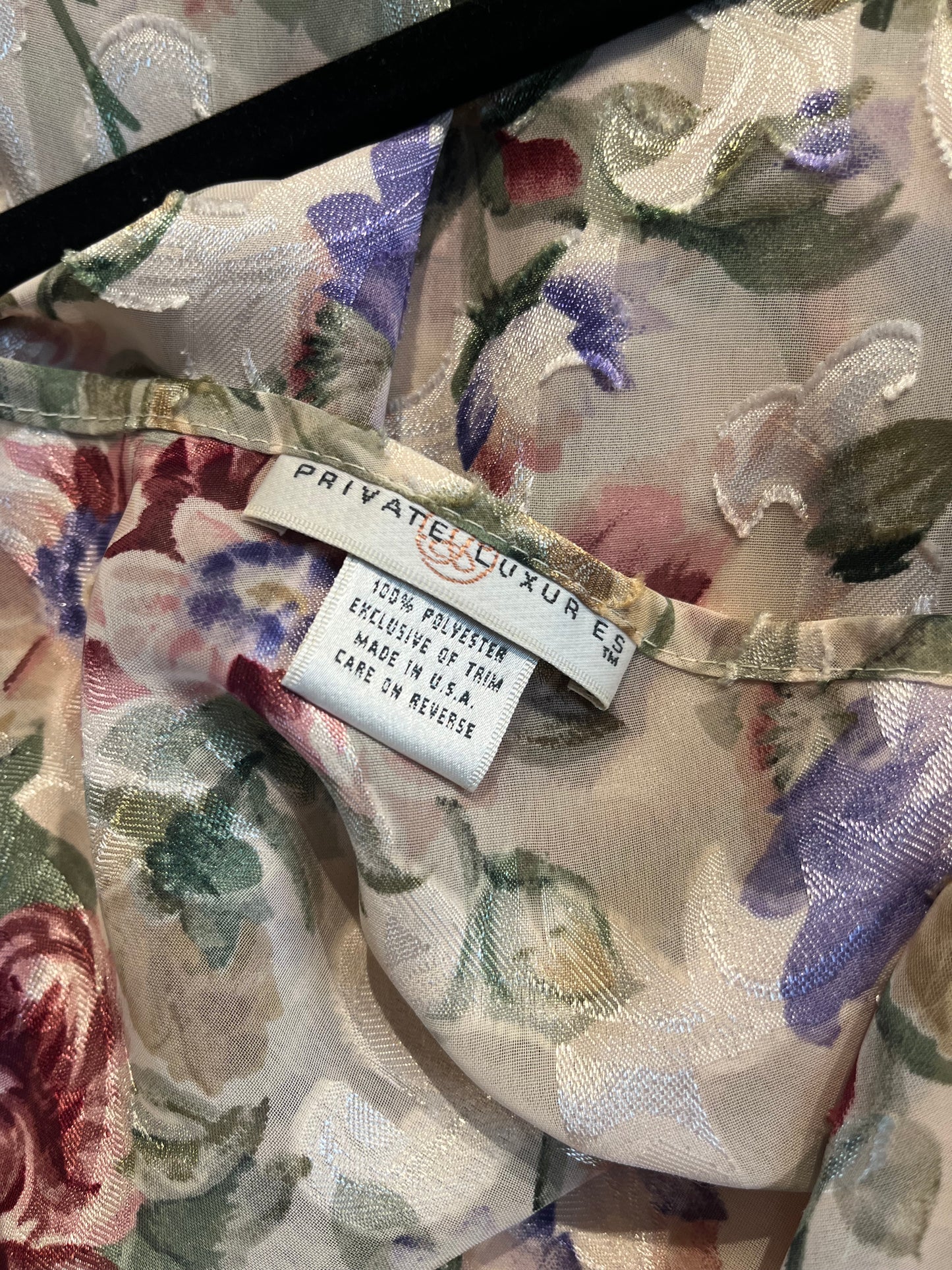 90s ‘Private Luxuries’ Sheer Floral Slip Dress / XL