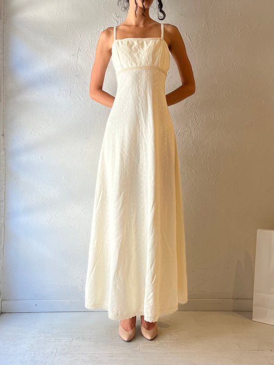 90s Cream Lace Up Formal Dress / Small