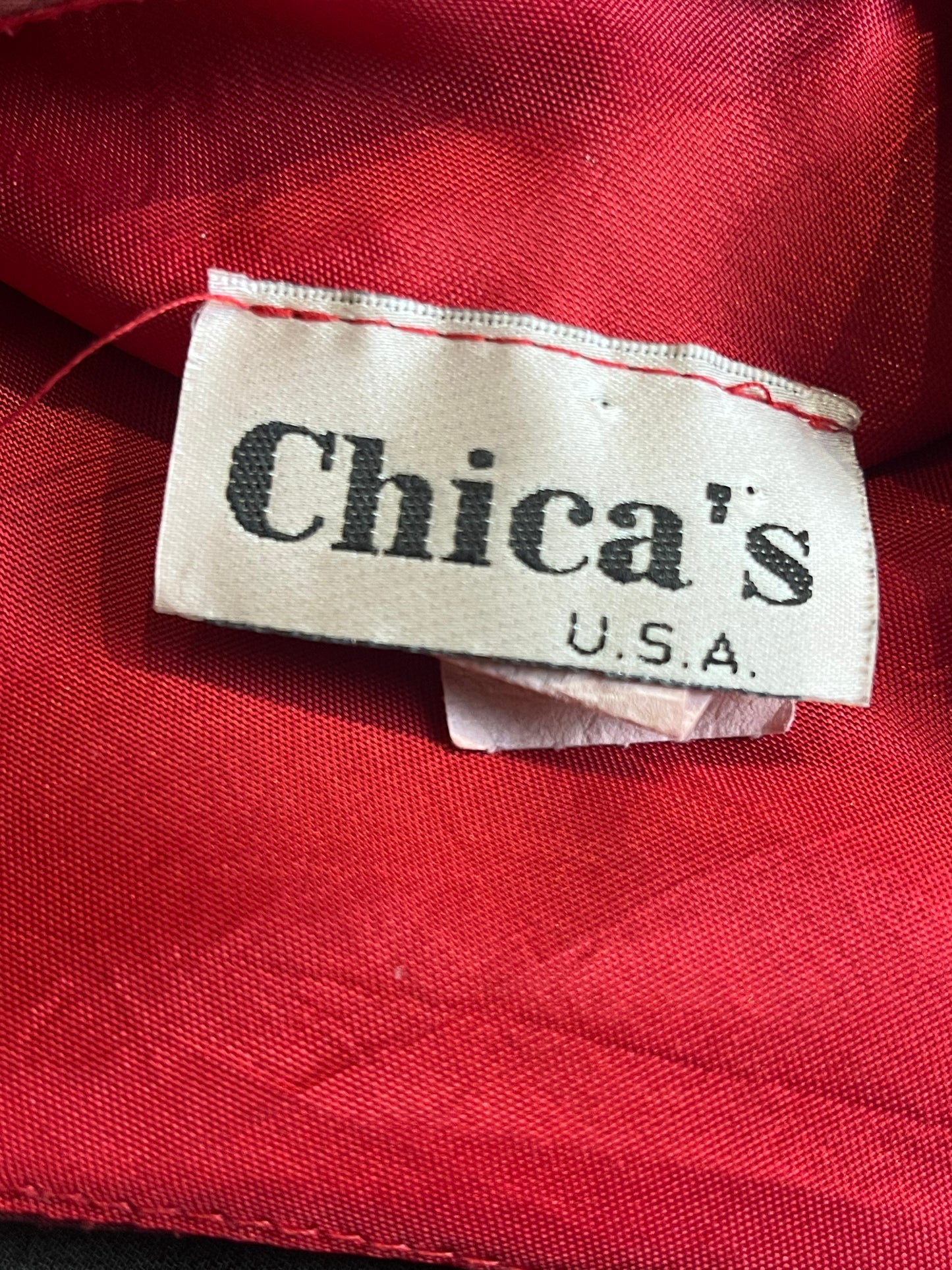 90s ‘Chicas’ Red Asymmetrical Dress / Large