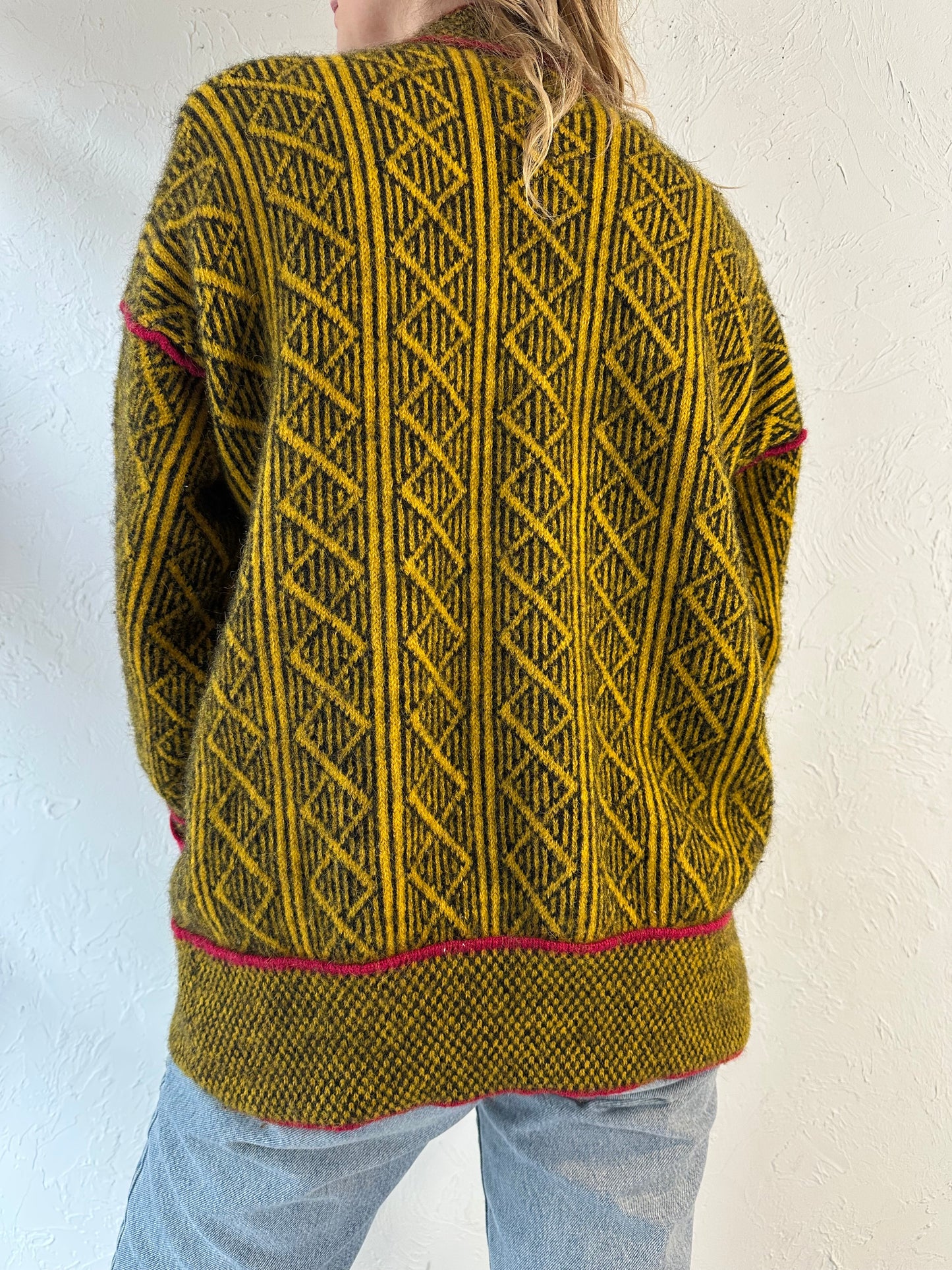 70s Nordic Wool Cardigan Ski Sweater / Small