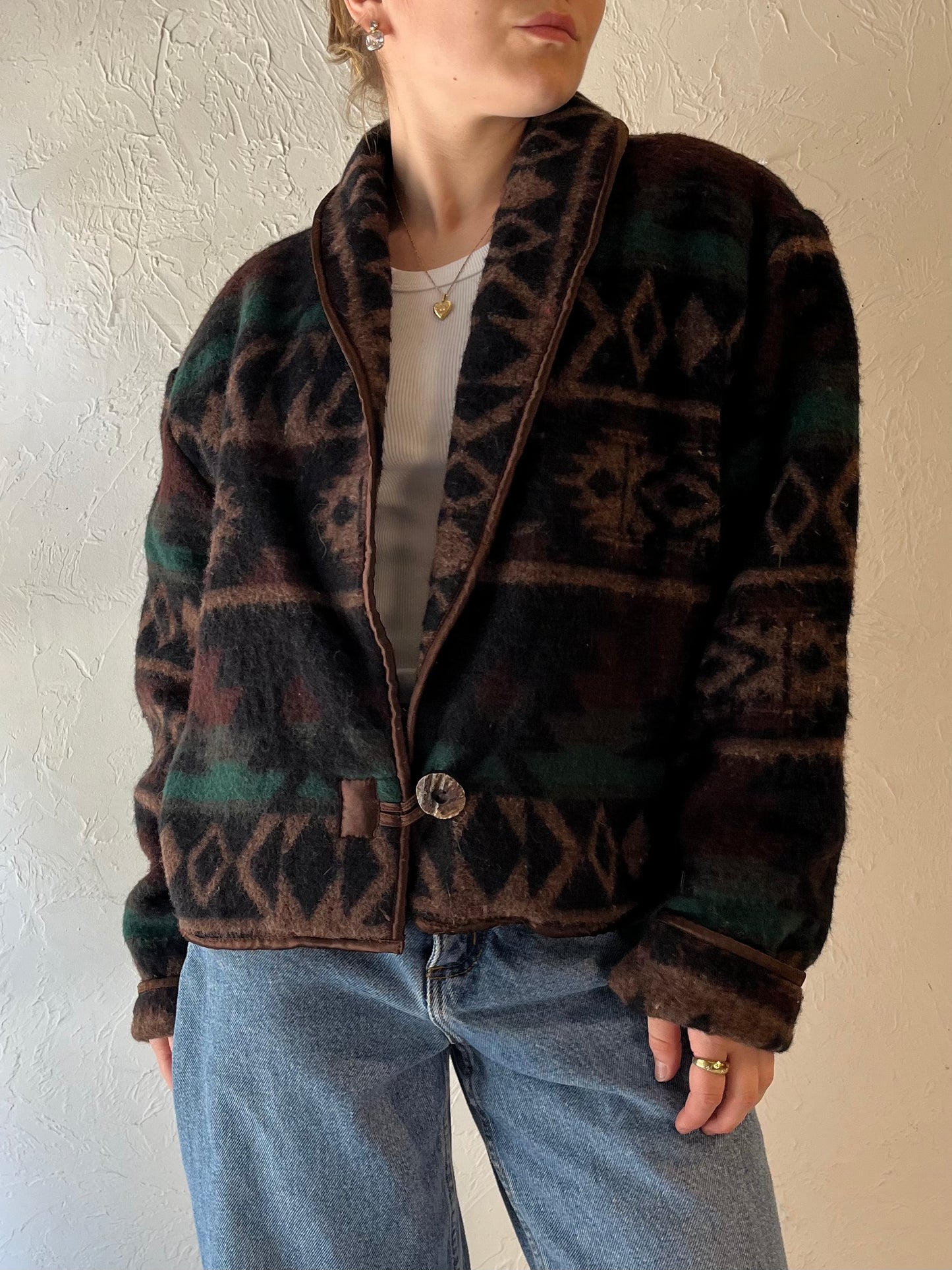 90s 'Christopher & Banks' Wool Blend Felt Jacket / Medium