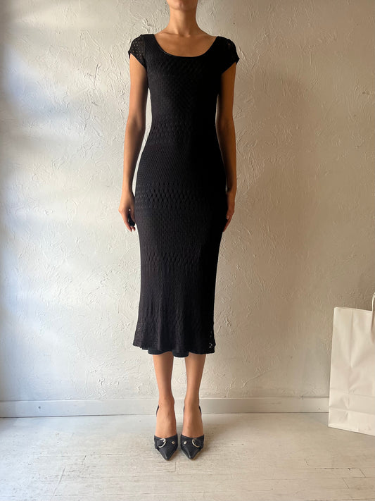 90s ‘Fairweather’ Black Knit Dress / Small