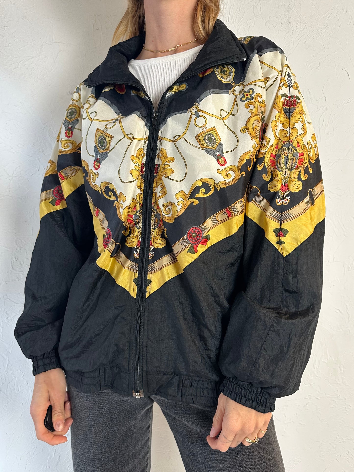 Vintage Patterned Bomber Jacket / Small