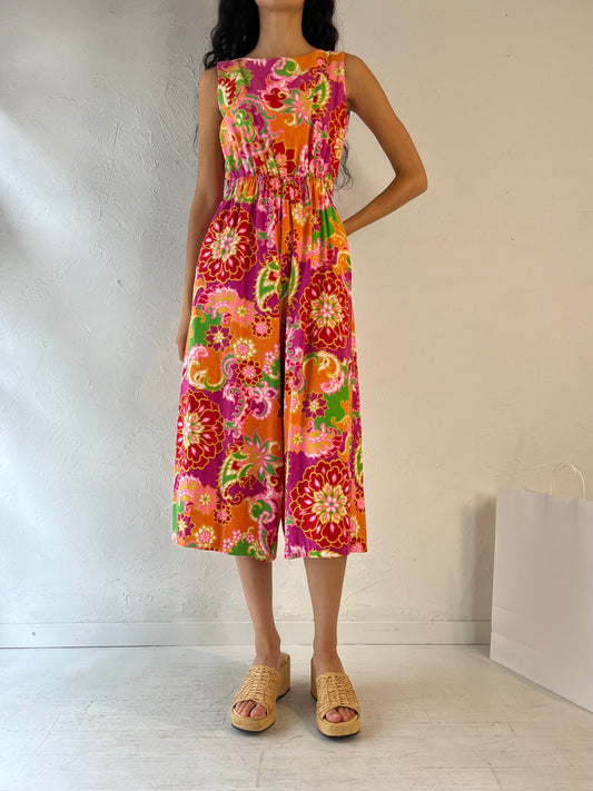 70s 'Dorsay' Floral Print Jumpsuit / Union Made / Small