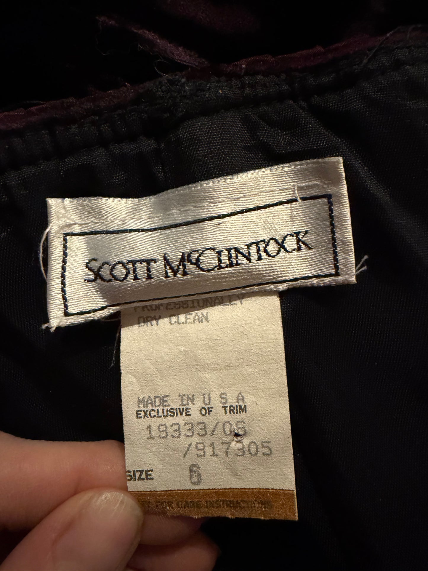 80s 'Scott McClintock' Strapless Burnt Velvet Formal Dress / Small