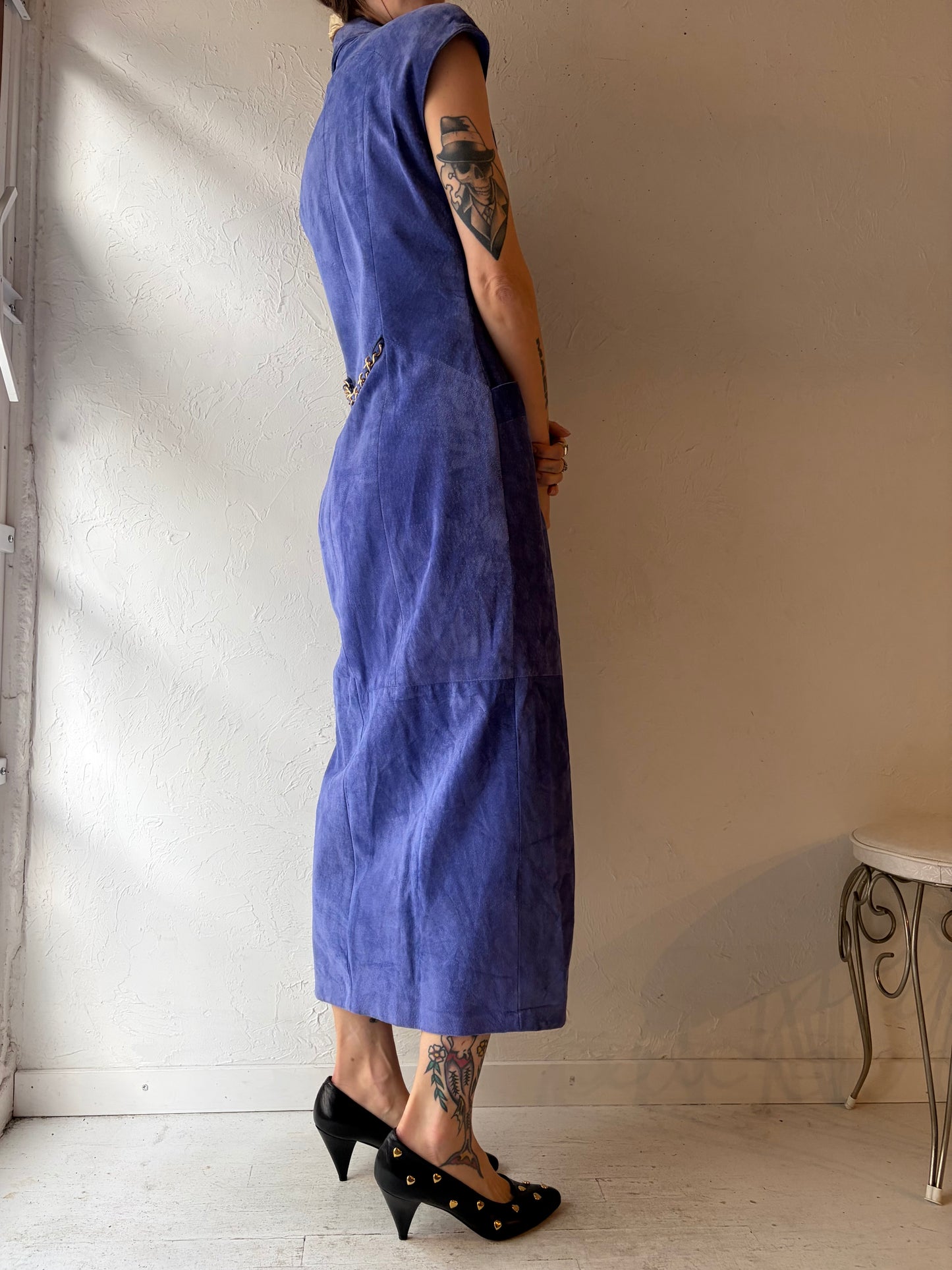 90s 'Danier' Purple Suede Dress / Small