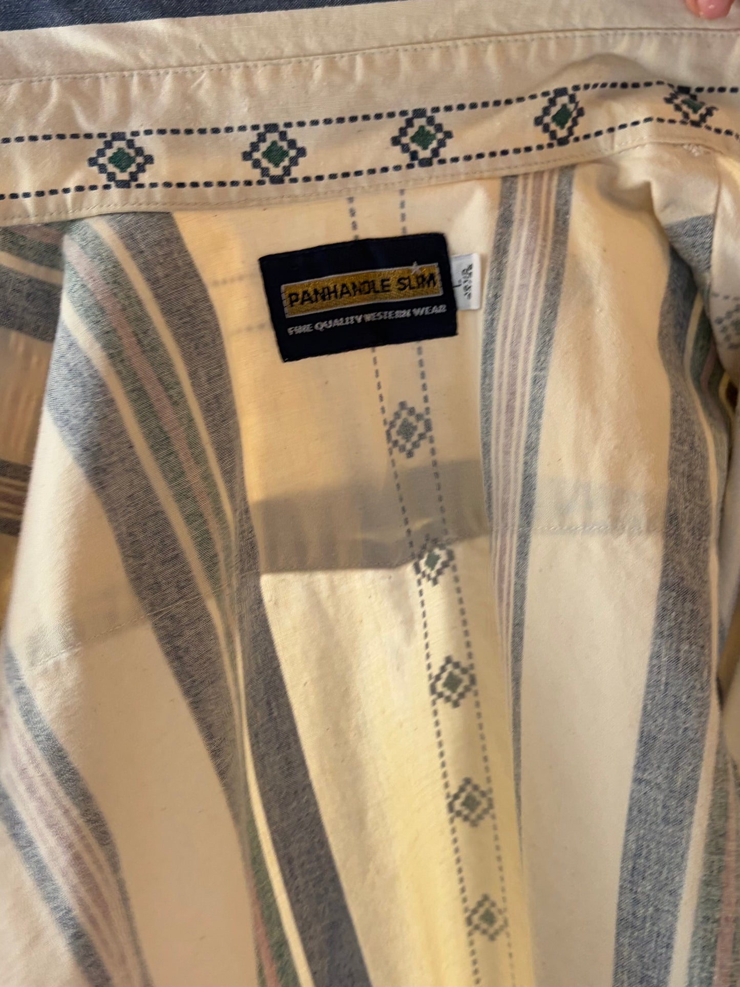 90s 'Panhandle Slim' Striped Western Pearl Snap Shirt / XL