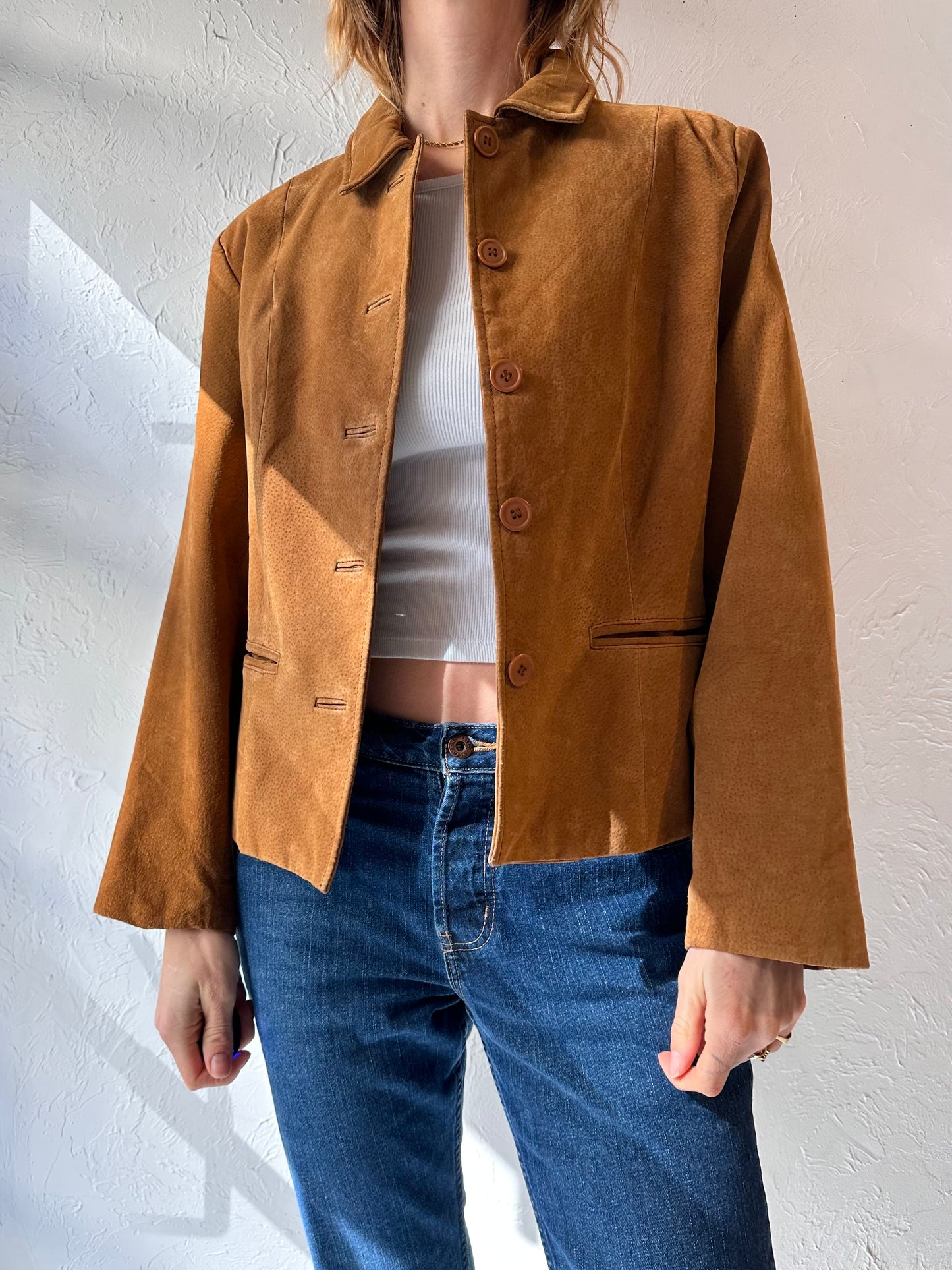 Y2k 'Kathy Ireland' Brown Suede Leather Jacket / Small