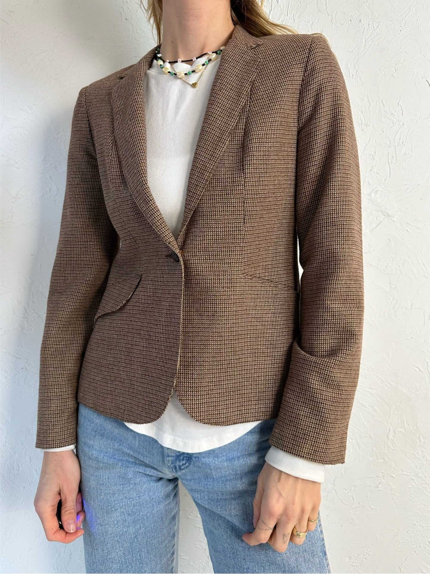 70s 'Louben' Brown Tweed Blazer Jacket / Small