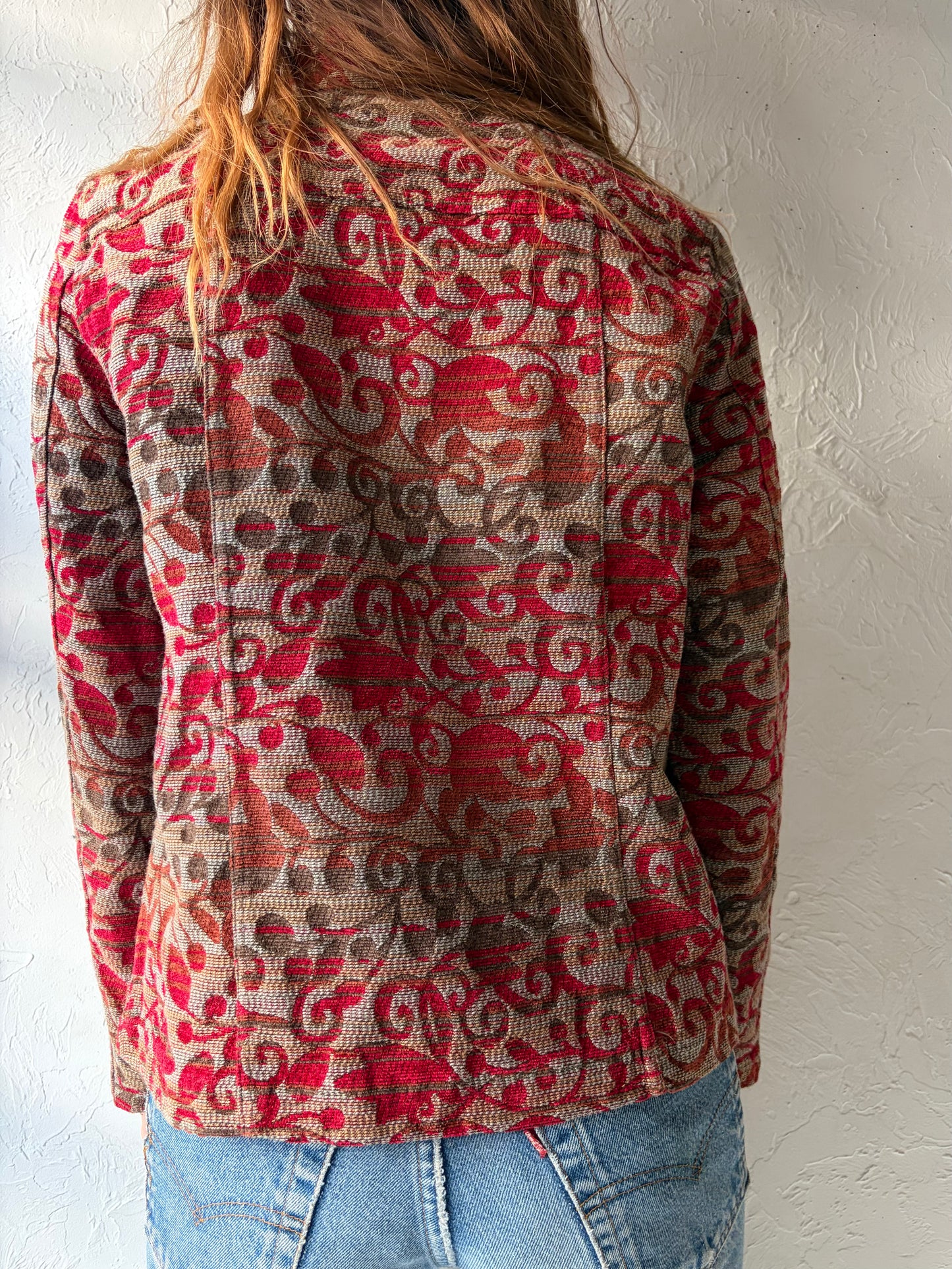 Y2k 'Christopher & Banks' Red Tapestry Jacket / Small