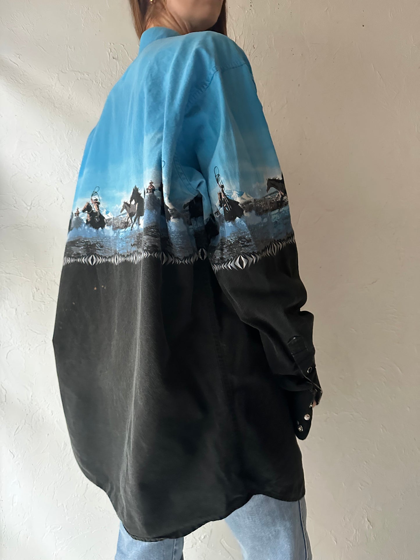 90s 'Panhandle Slim' Western Snap Up Shirt / XL