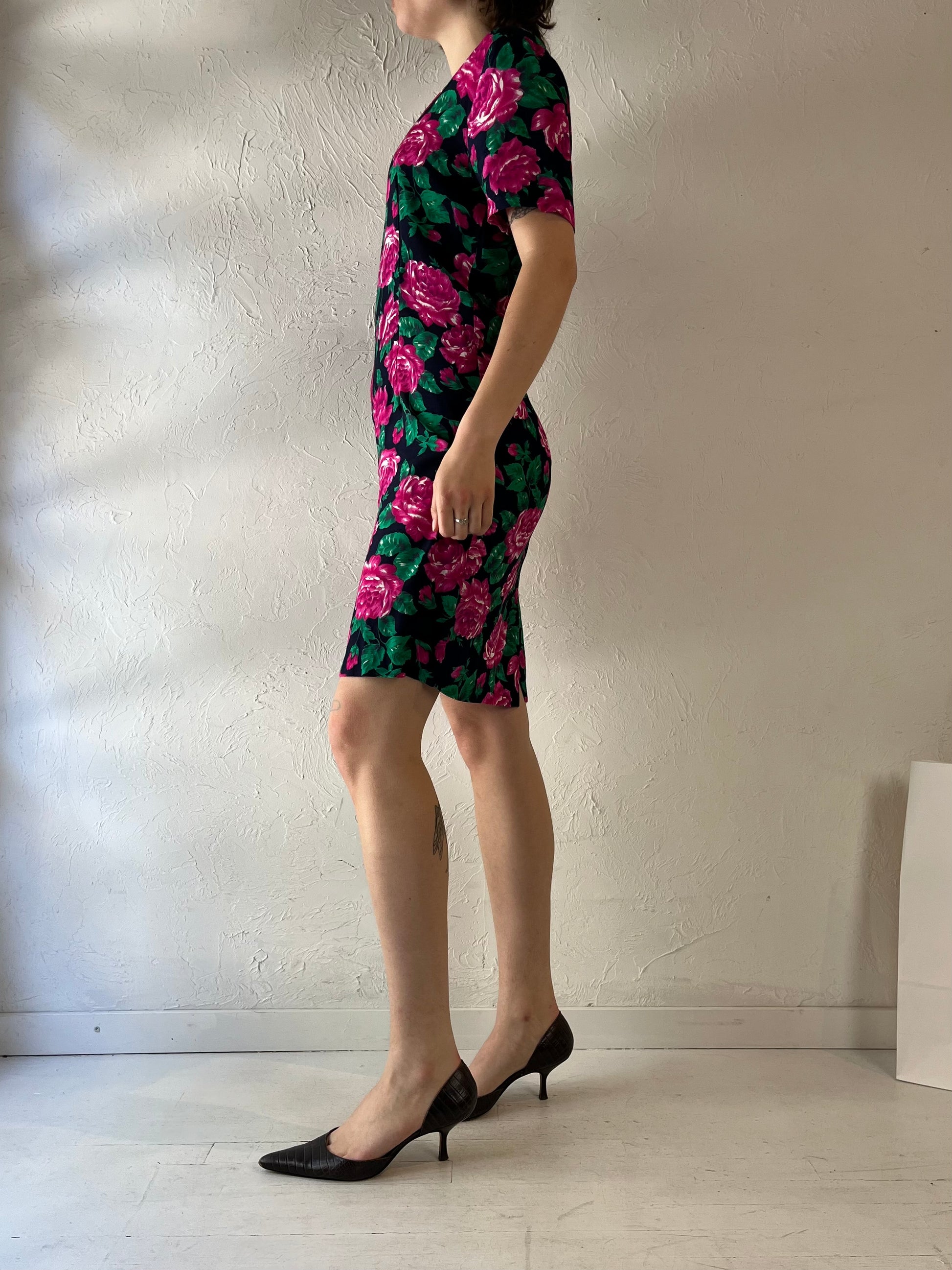 90s 'By Choice' Floral Mini Dress / Medium 90s 'By Choice' Floral Mini Dress / Medium