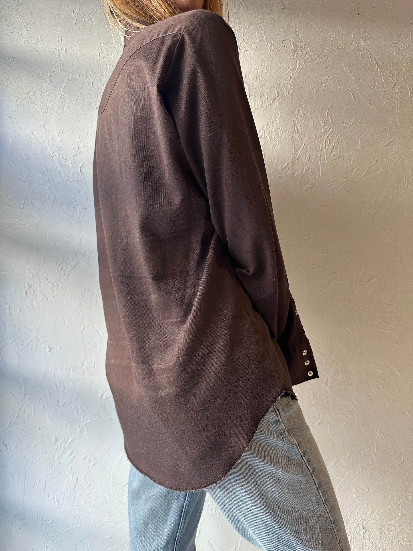 90s ‘GWG’ Brown Snap Up Shirt / Medium
