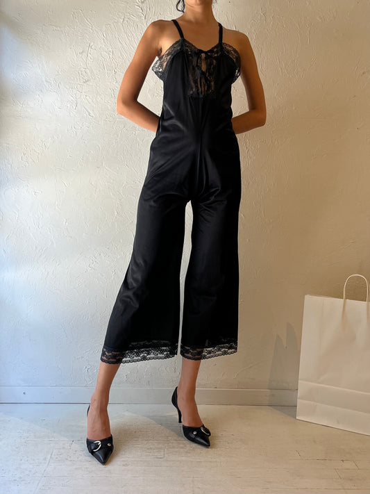 Vintage Black Lingerie Jumpsuit / Medium