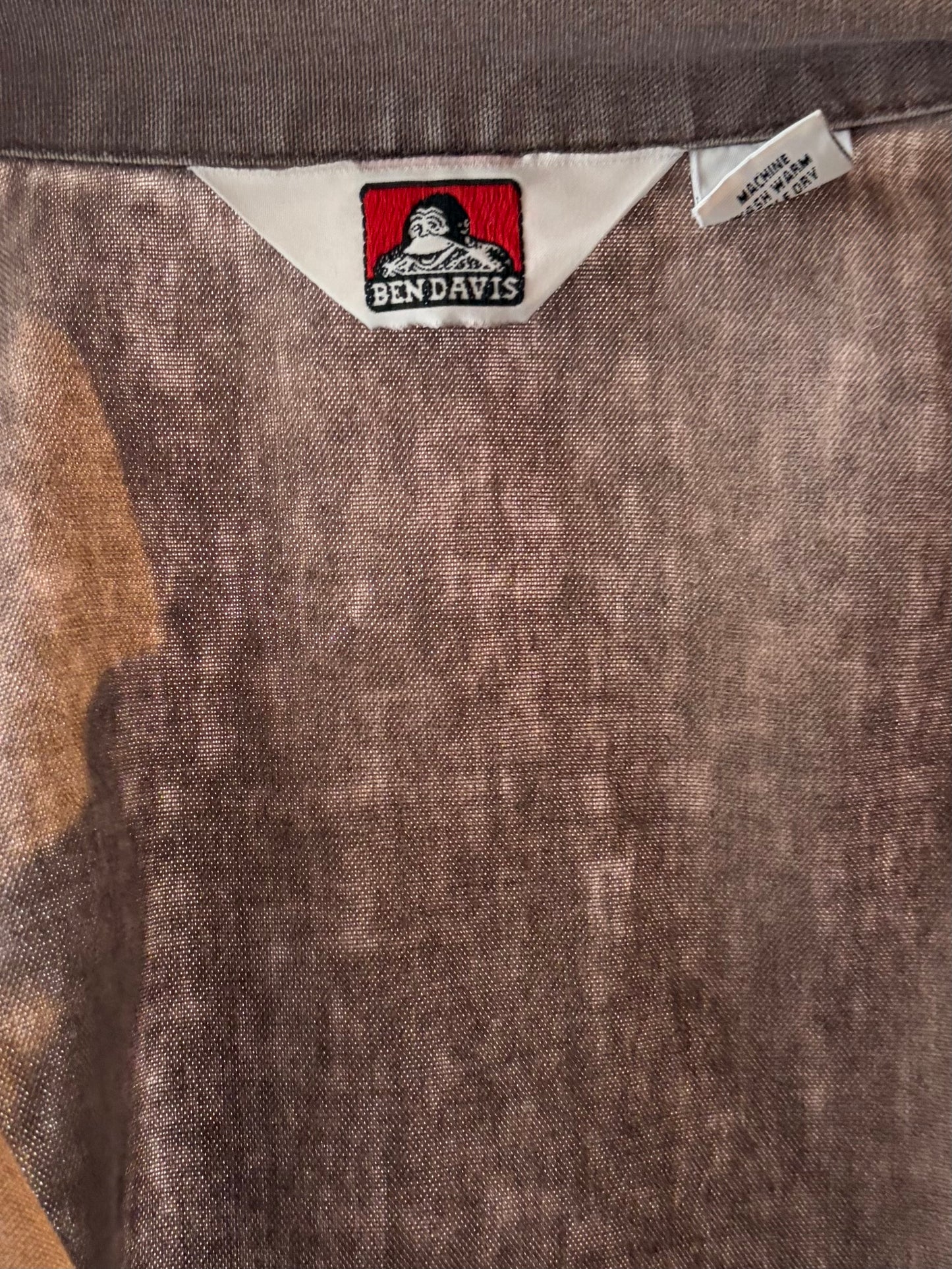 90s 'Ben Davis' Brown Cotton Grungecore Workwear Short Sleeve Shirt /XXXL