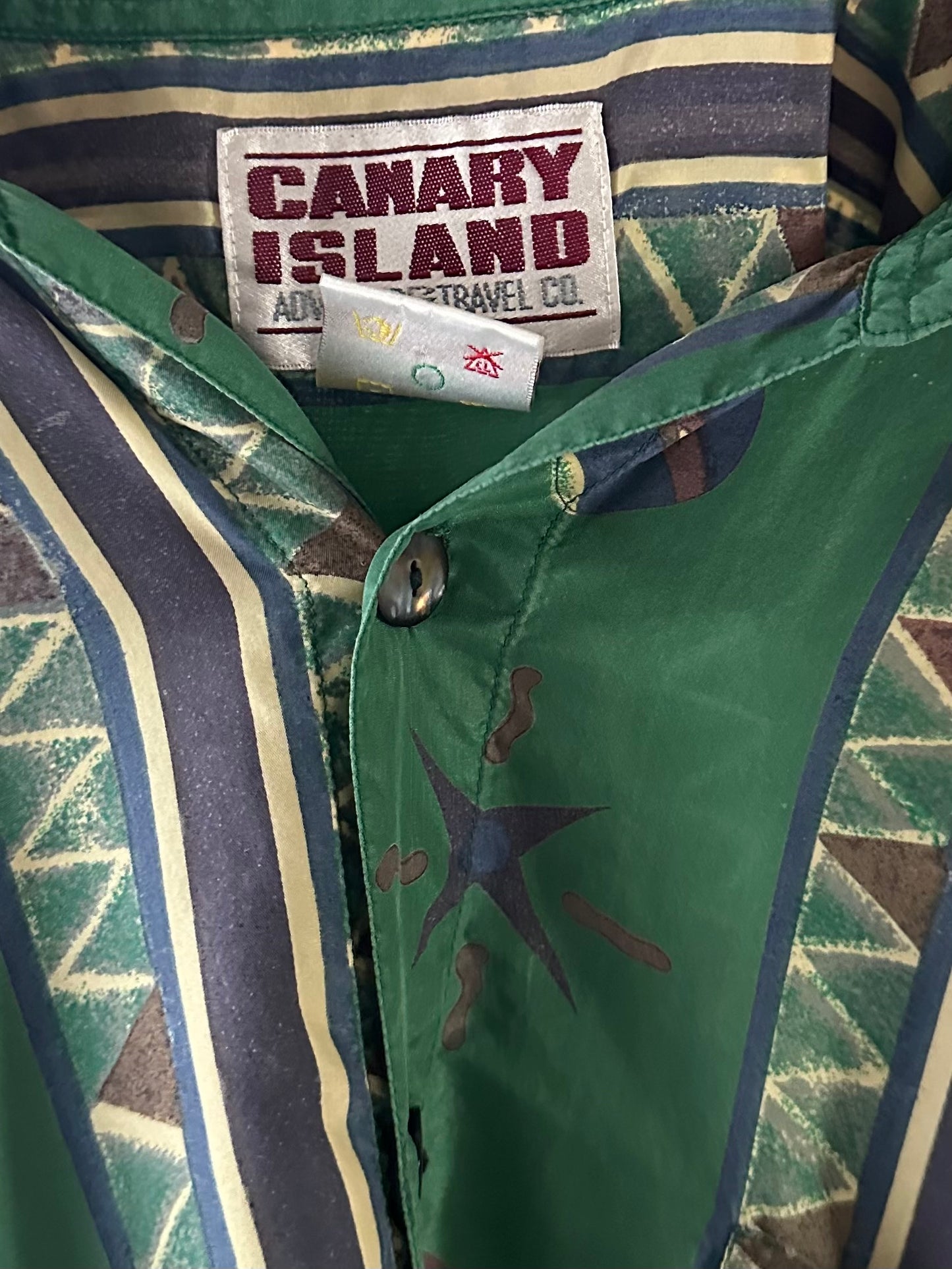 90s ‘Canary Island’ Silk Shirt / XL