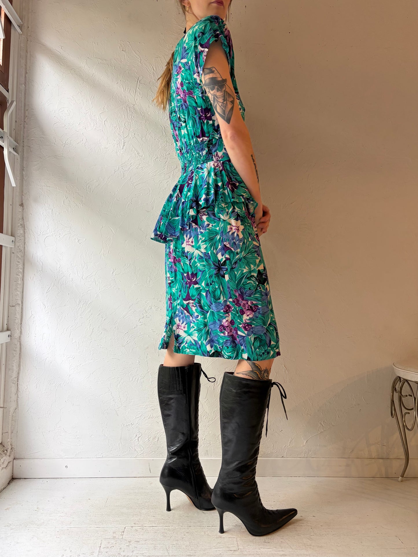 90s 'Savannah' Floral Midi Dress / Small / 1990s Summer Dress – Vintage 90s Grunge Romantic Dress