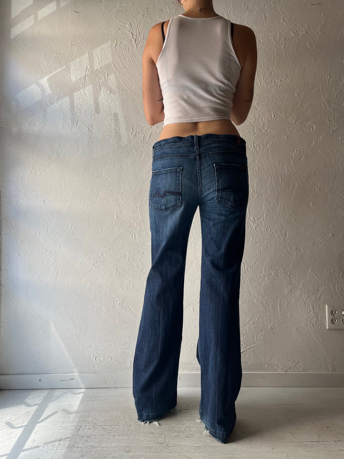 Y2k '7' Dark Denim Low Rise Fair Jeans / Medium