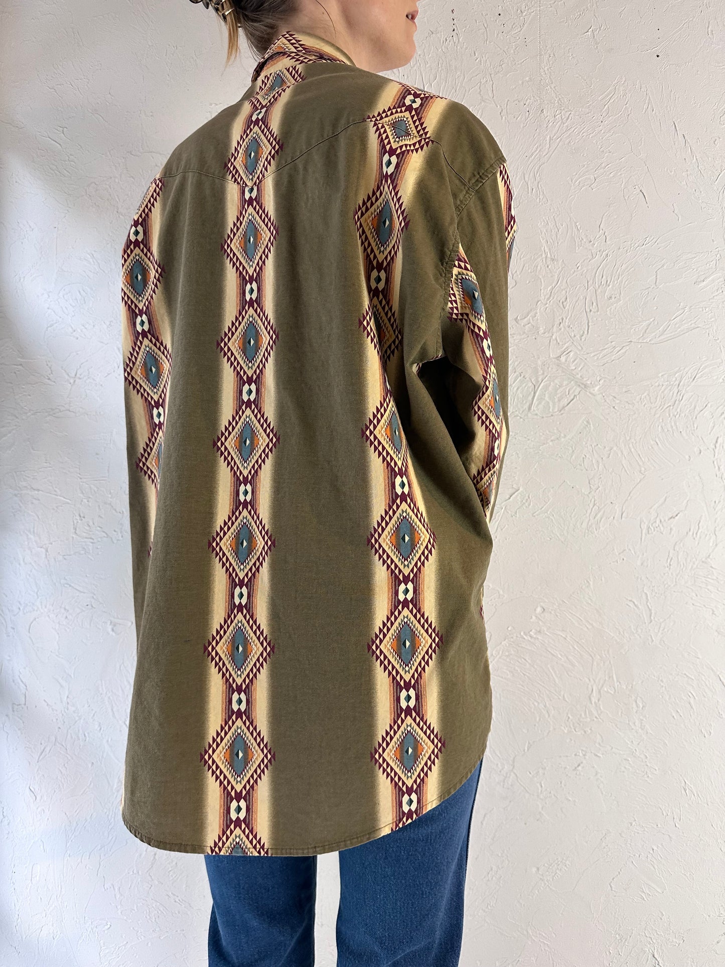 Vintage 'Wrangler' Western Pearl Snap Shirt / Large