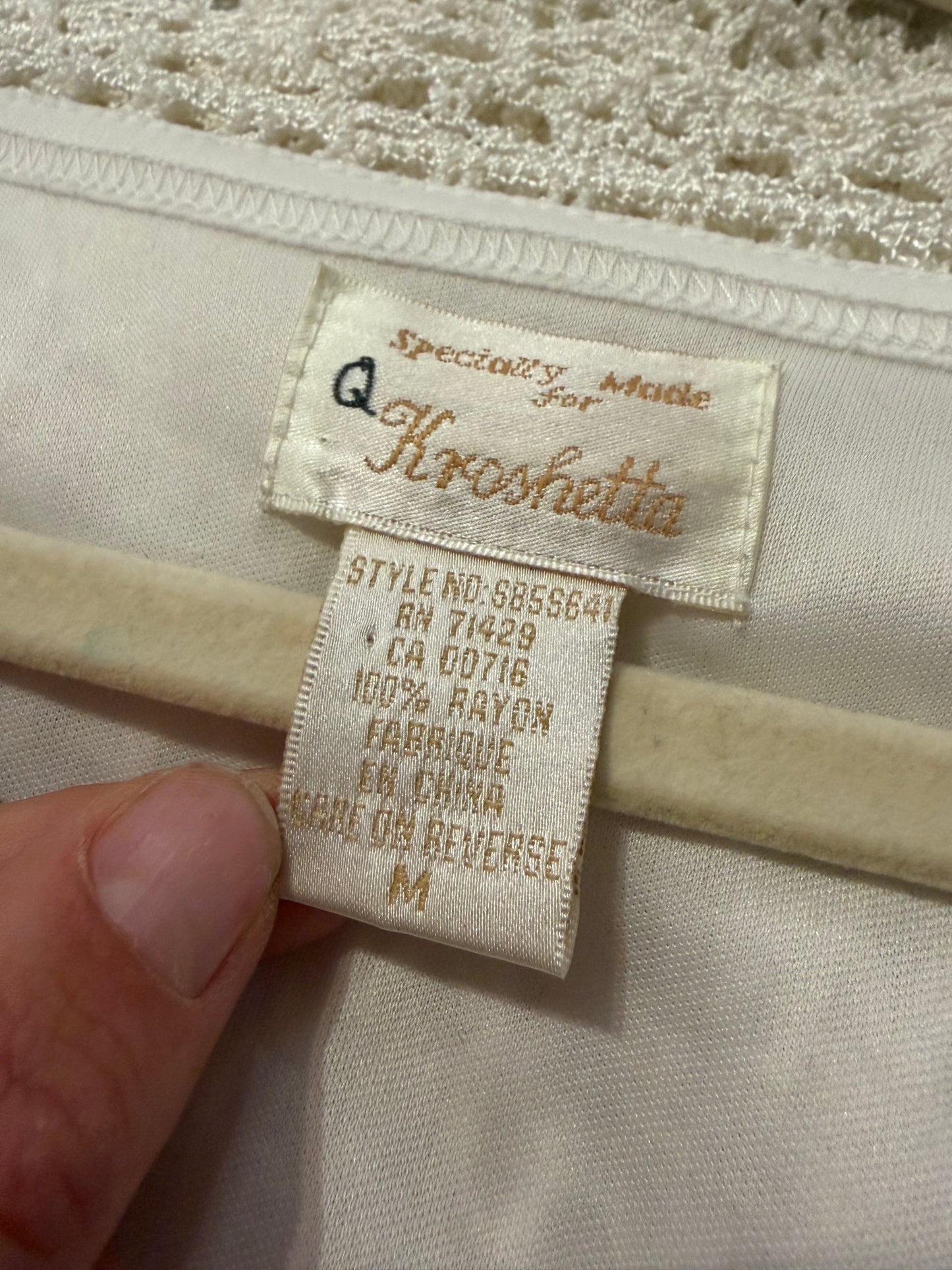 90s 'Kroshetta' Cream Crochet Top / Medium