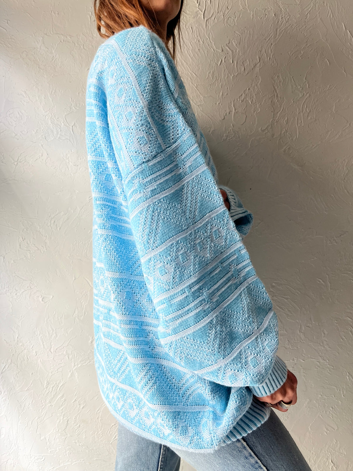 80s 'Sears' Blue Oversized Acrylic Sweater / Large