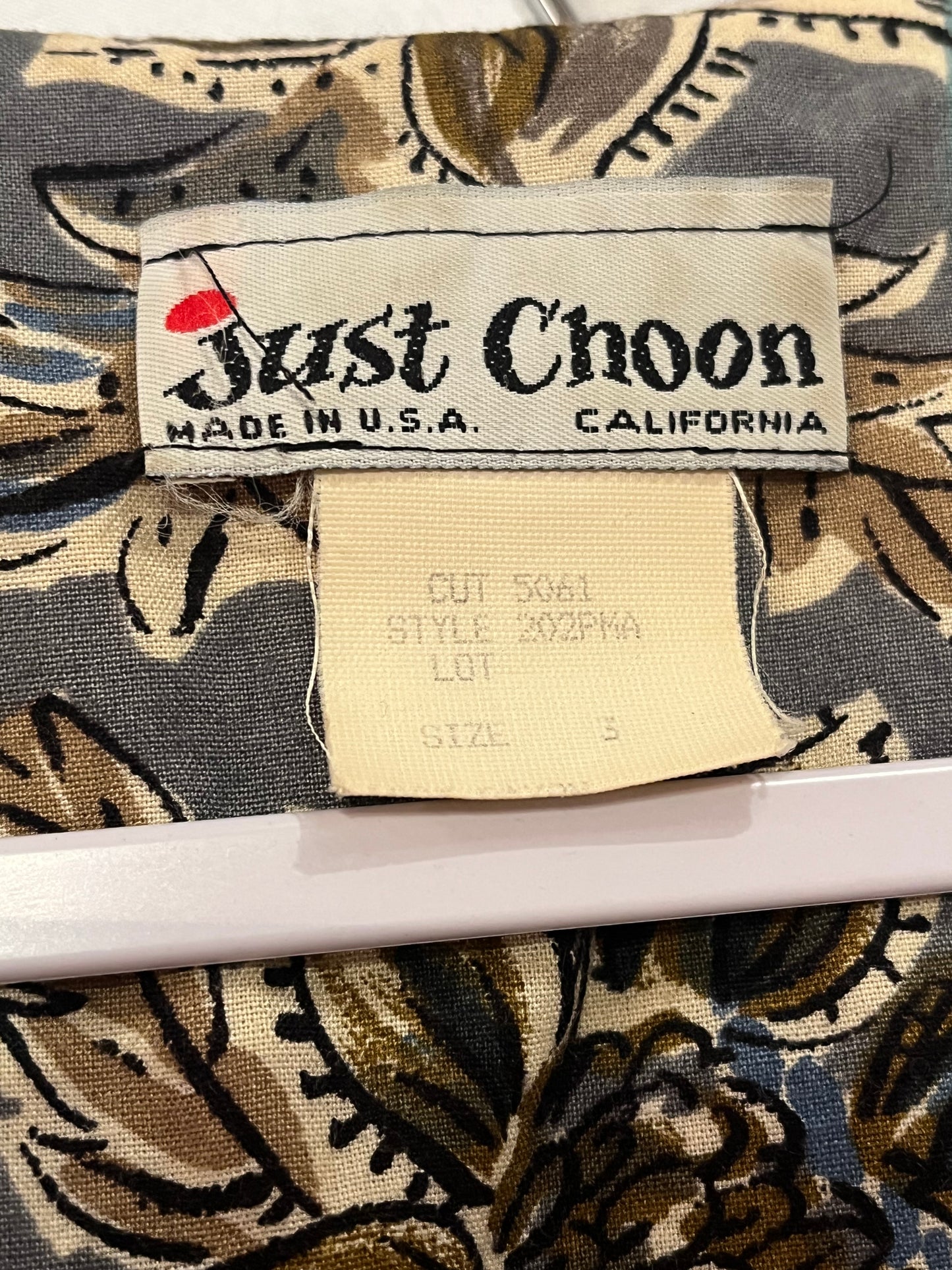 90s 'Just Choon' Patterned Button Up Dress / Small