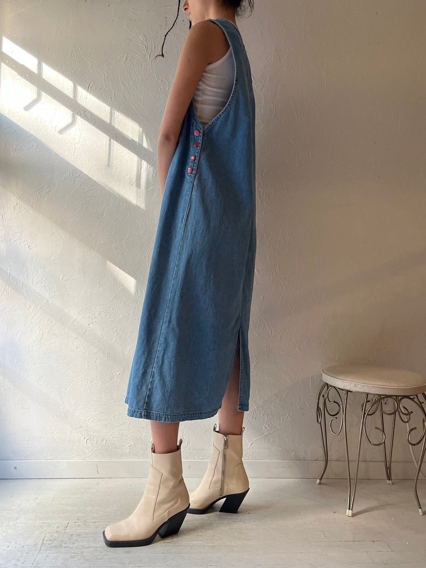 Y2k 'Christopher & Banks' Denim Midi Dress / XL