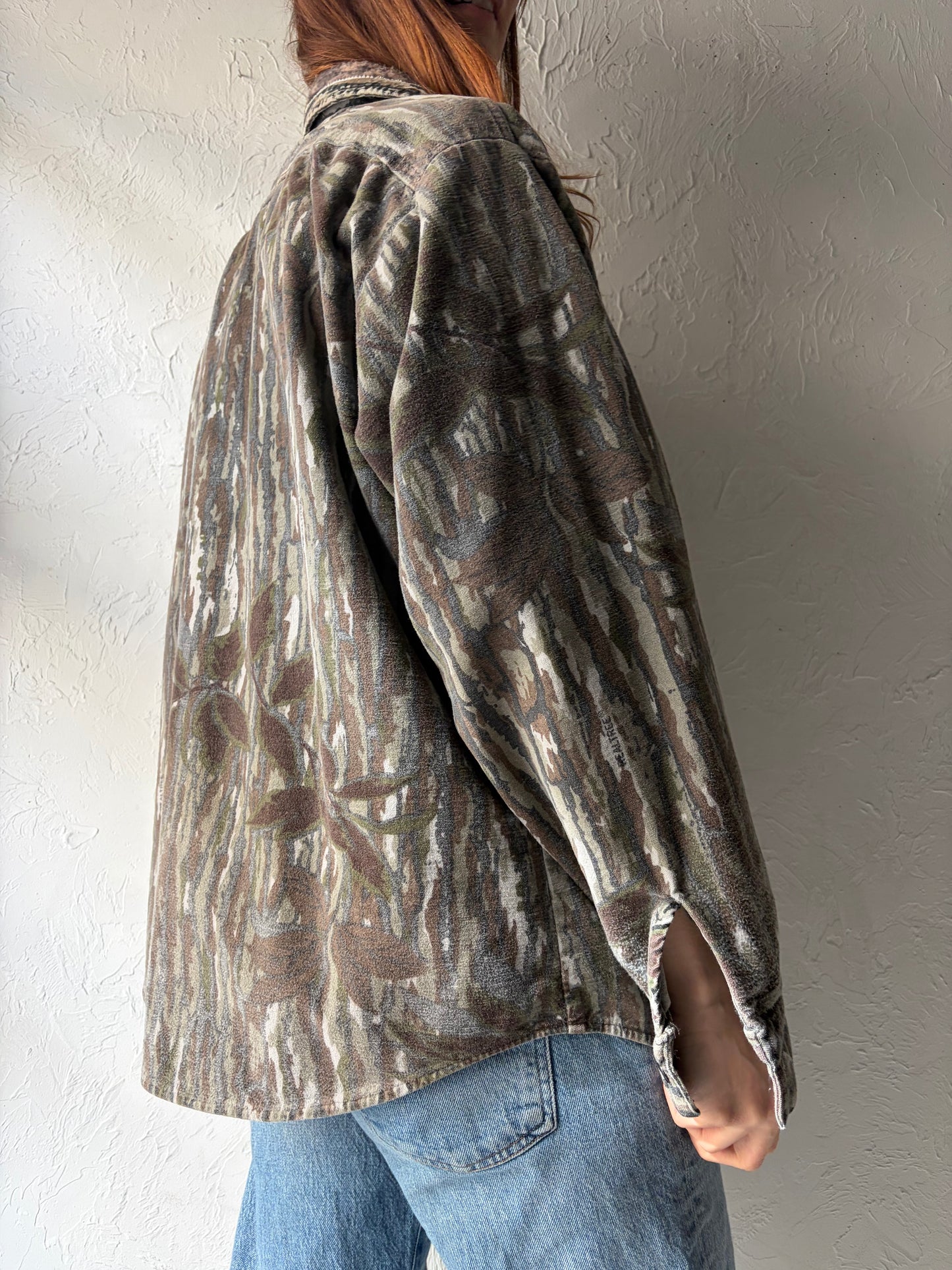 80s 'Five Brothers' Vintage Camo Cotton Flannel Hunting Shirt / Large