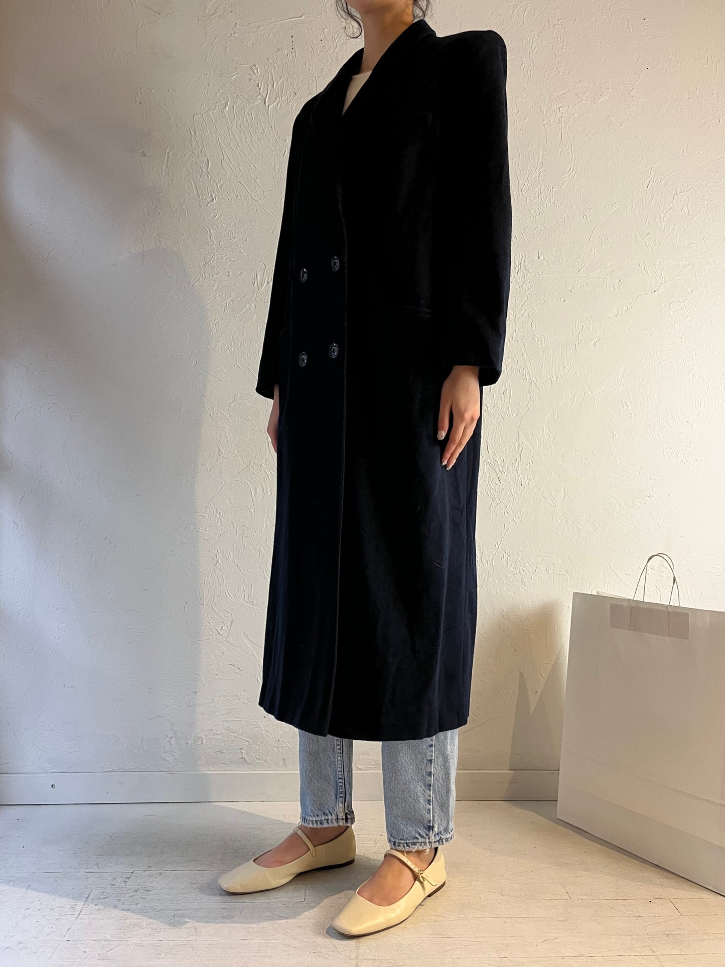 80s ‘Kirsten Blake’ Navy Blue Wool Coat / Union Made / Large