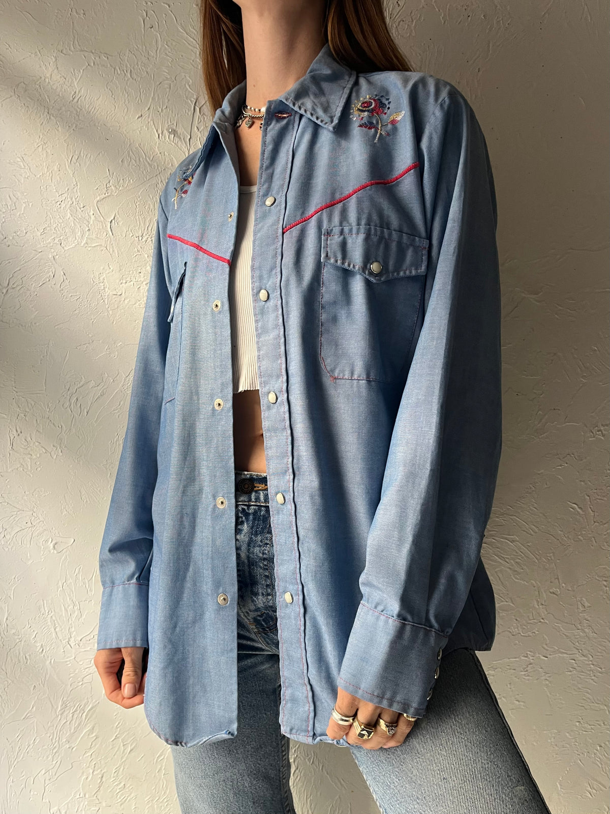 70s 'Buffalo Bill Embroidered Western Shirt / Medium