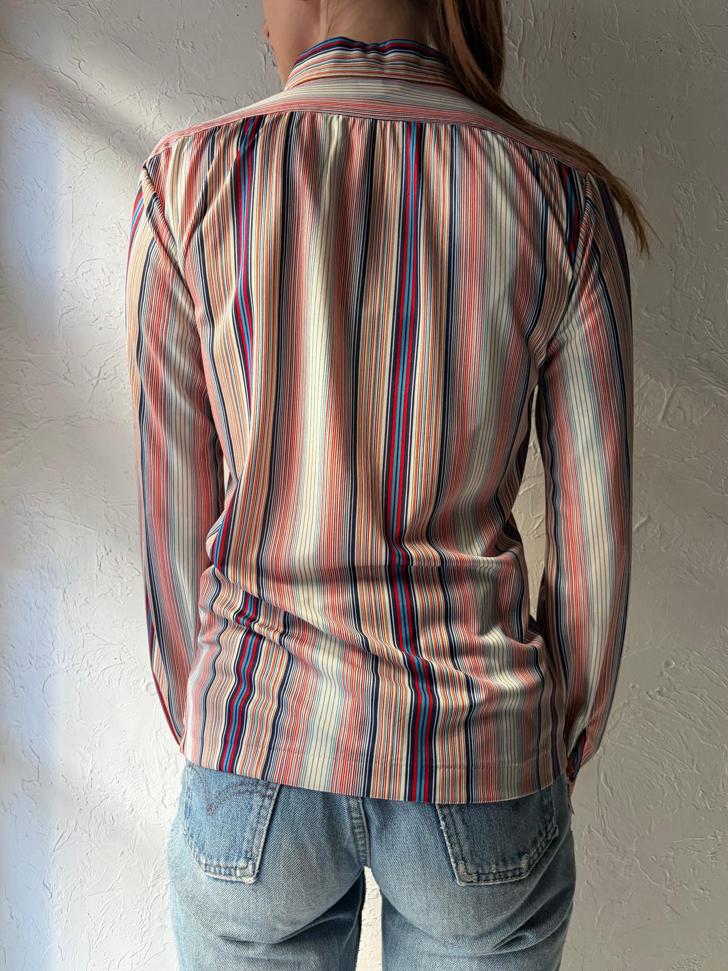 70s 'Collage' Stripped Button up Shirt / Small