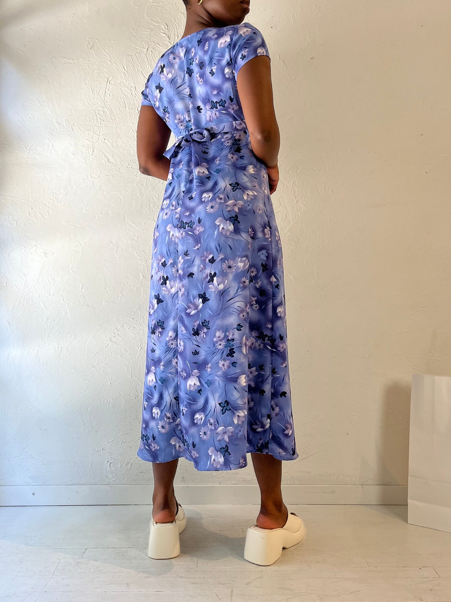 Y2k 'All That Jazz' Blue Floral Print Dress / Medium