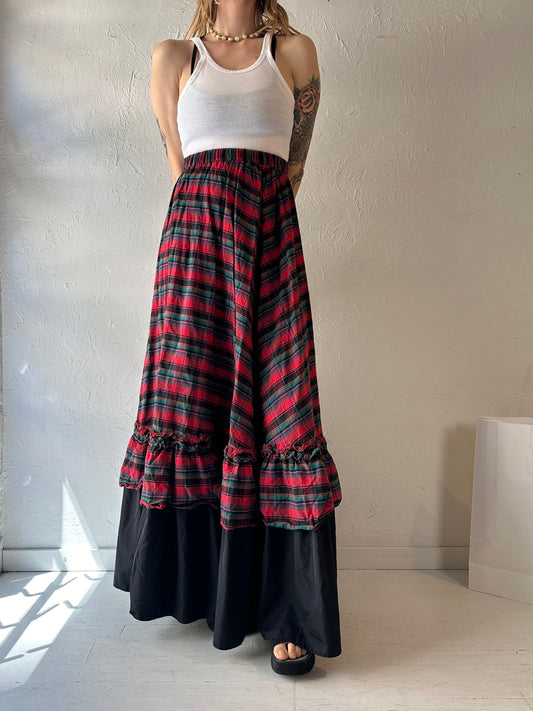 Vintage Handmade Plaid Maxi Skirt / XS