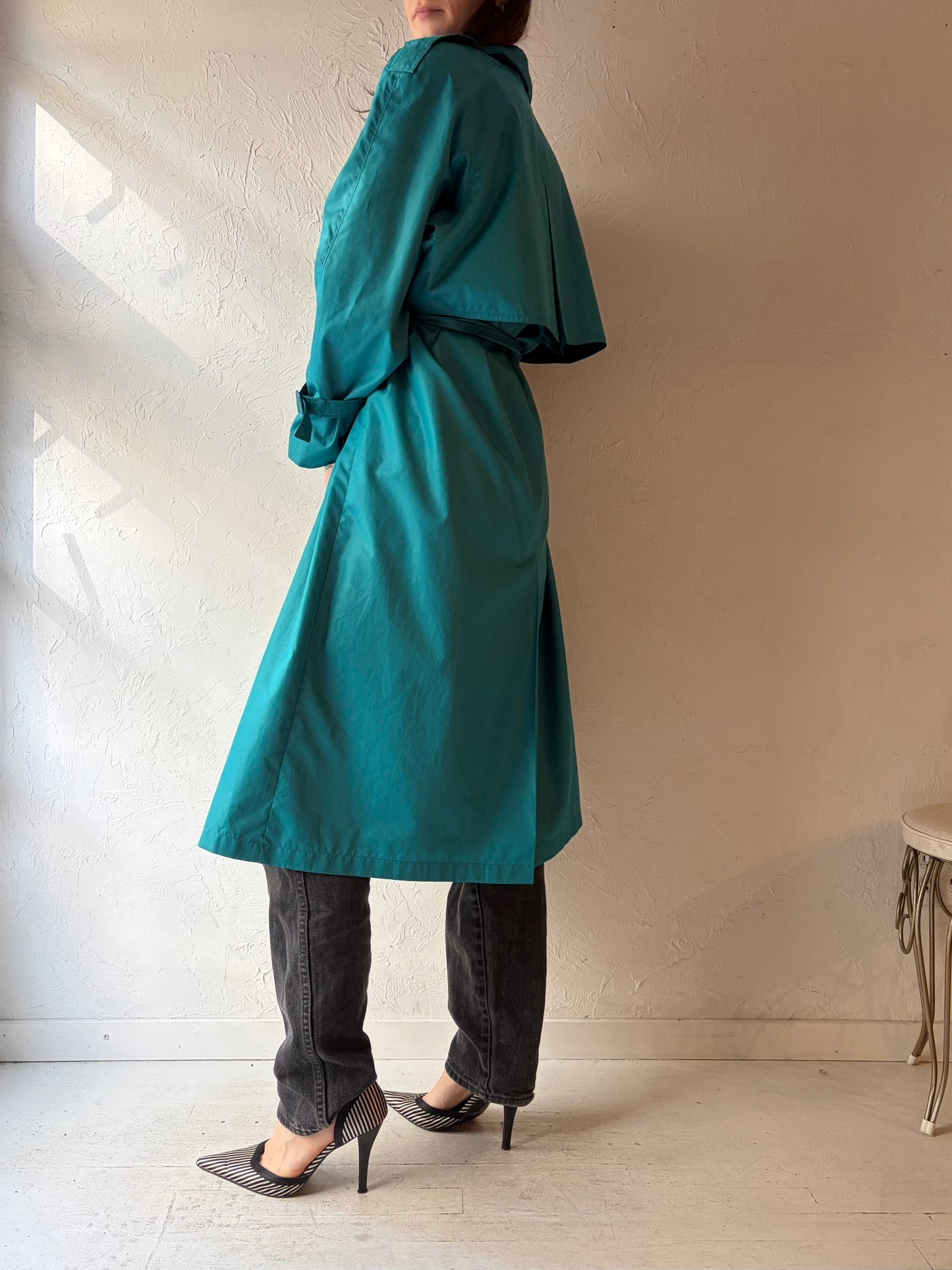 Vintage 'London Fog' Lightweight Green Trench Coat / Medium