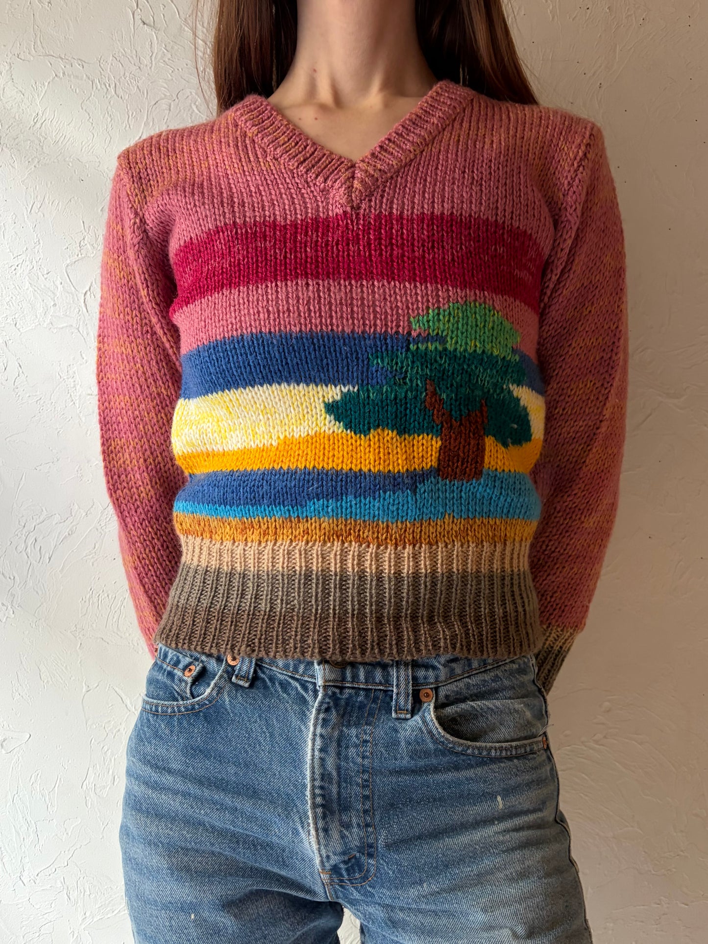 70s 'Collage' Tree Sweater / Small