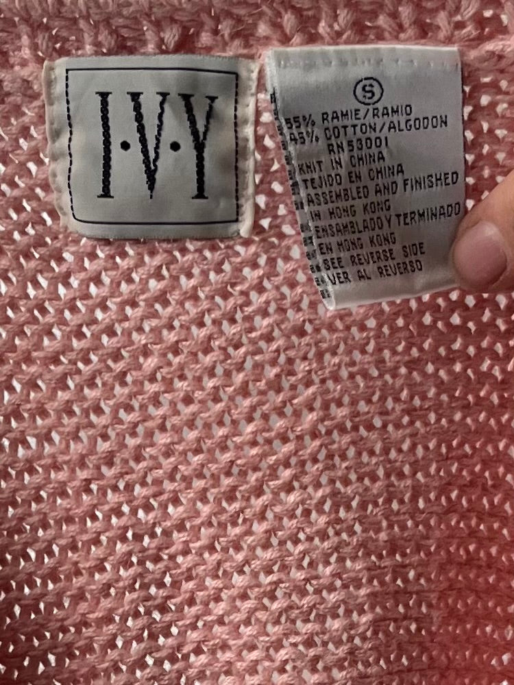 90s 'Ivy' Pink Floral Cottagecore Gramacore Knit Cotton Vest / Small
