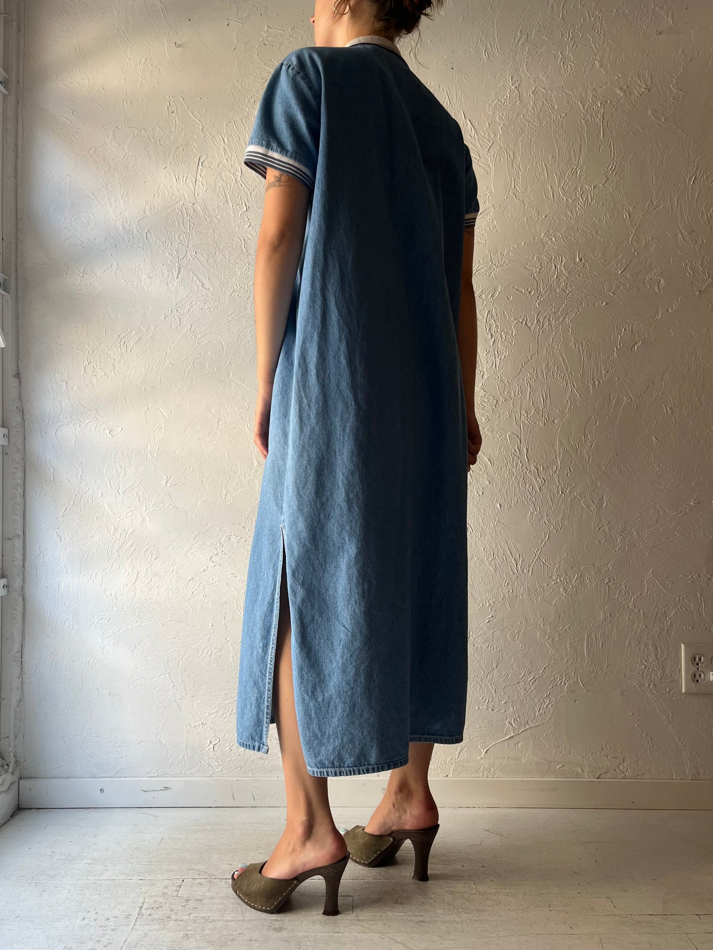 Y2k 'True Blue' Denim Western Cottagecore Maxi Dress / XL