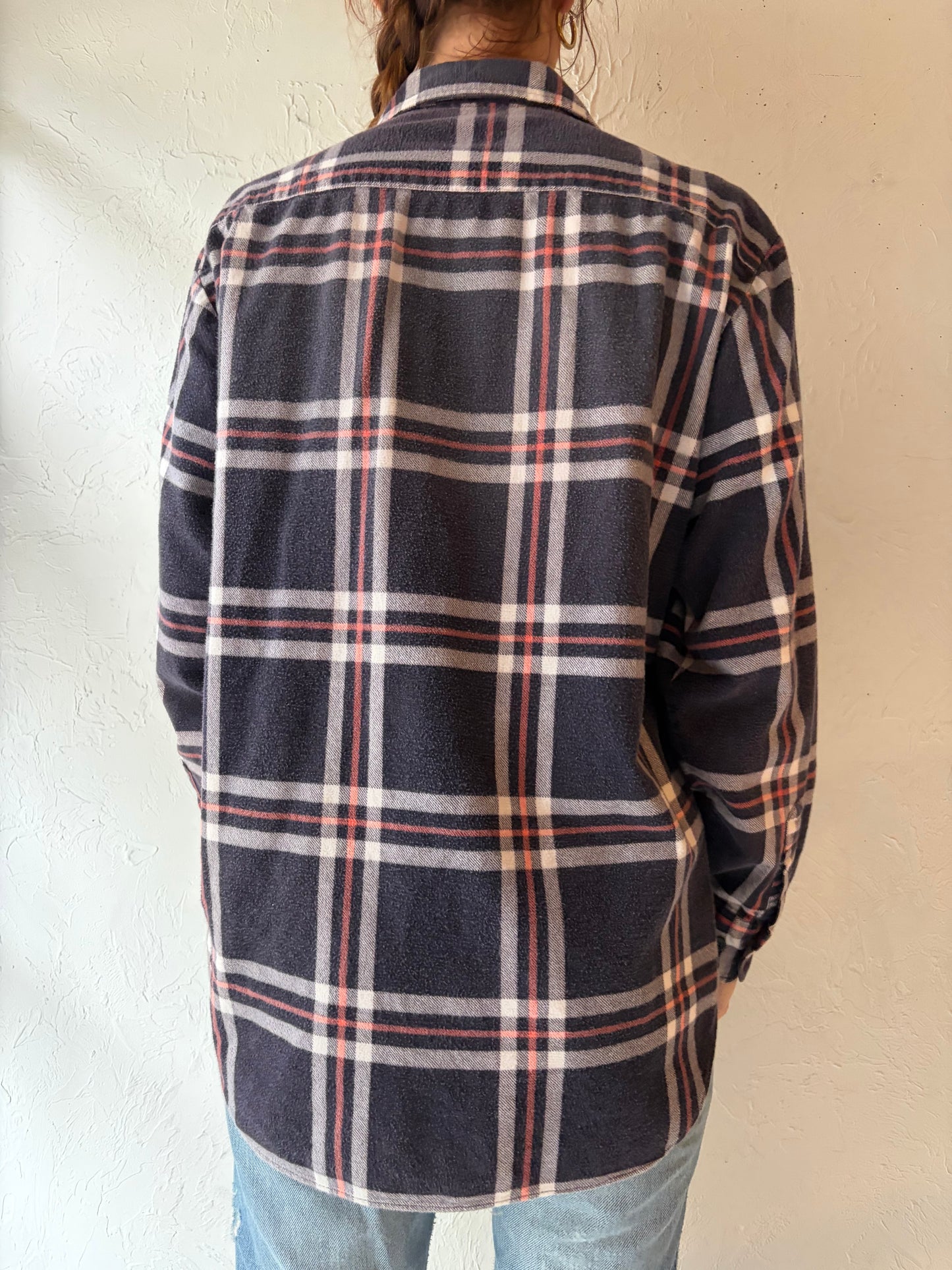 80s 'Sears Wearmaster' Cotton Plaid Shirt / Medium