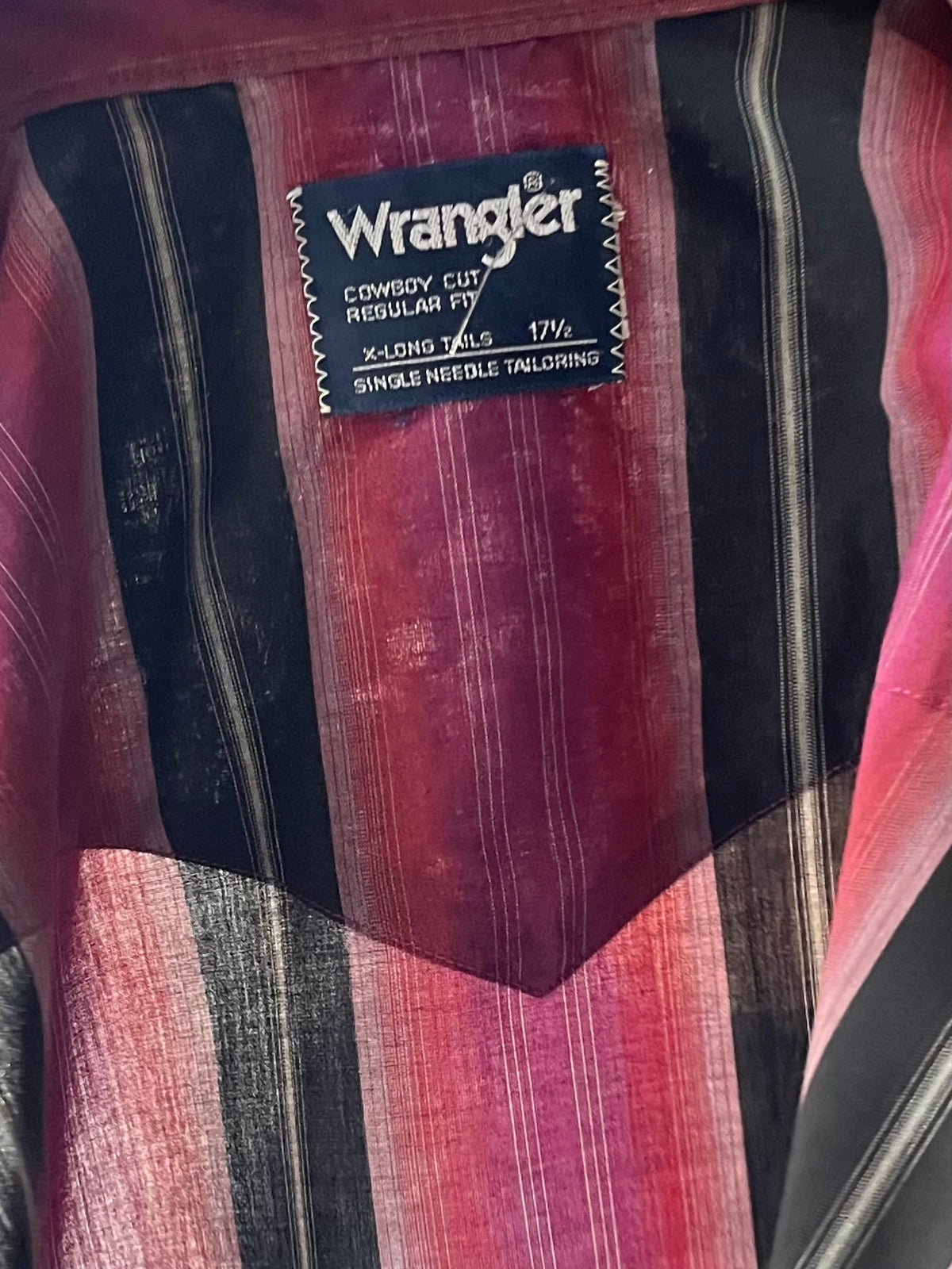 Y2k 'Wrangler' Striped Western Cowboy Workwear Short Sleeve Snap up  Top / Large