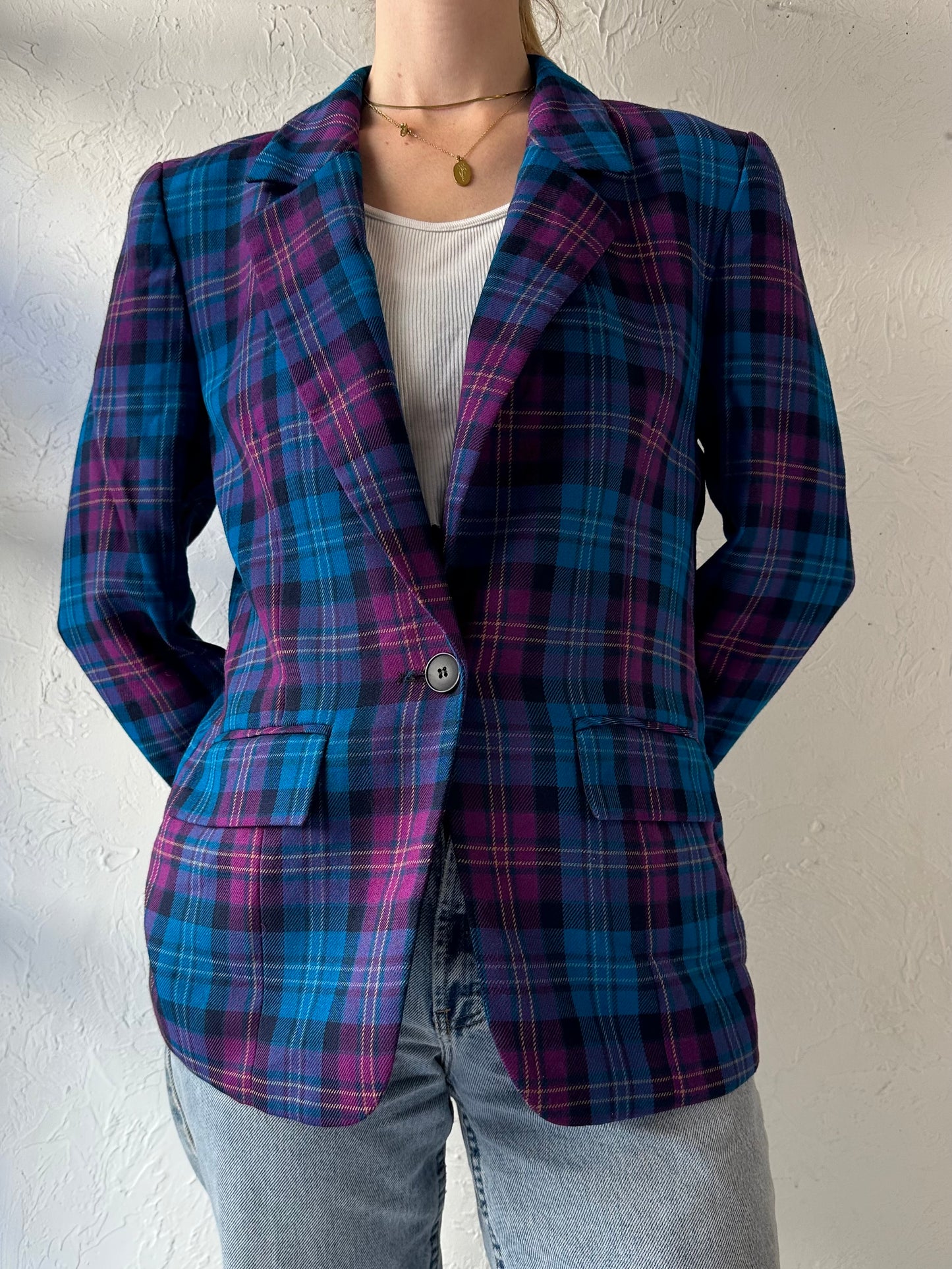 Vintage 'Pendleton' Plaid Wool Blazer Jacket / Medium