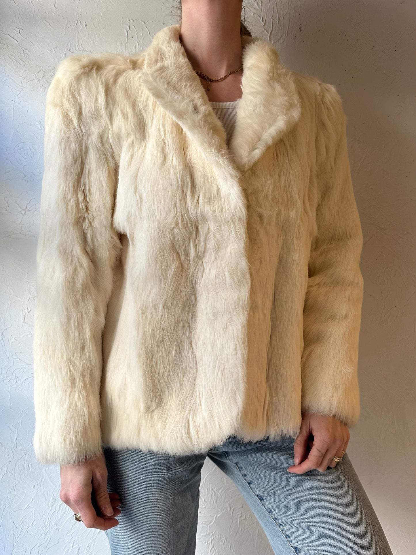 Vintage White Rabbit Fur Jacket / Medium