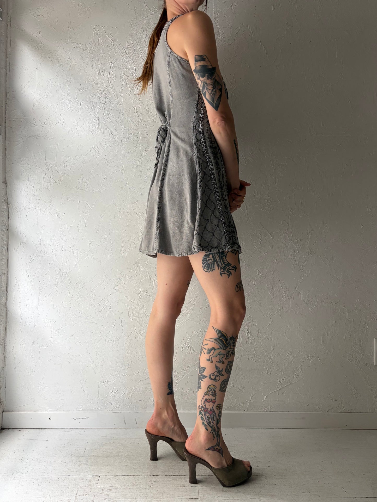 90s 'Ultimatum' Gray Fairycore Mini Dress / Small