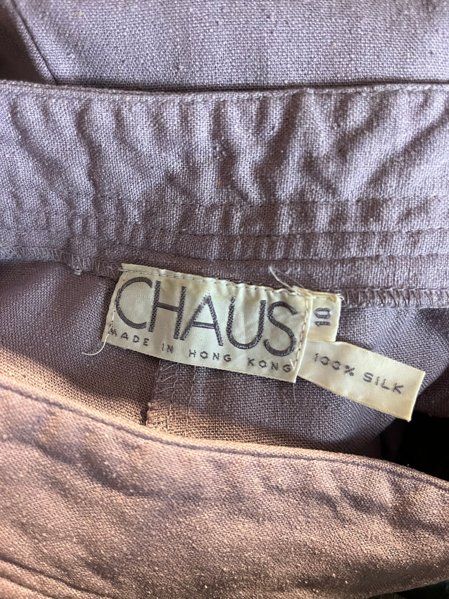 90s 'Chaus' Purple Raw Silk Trousers / Small