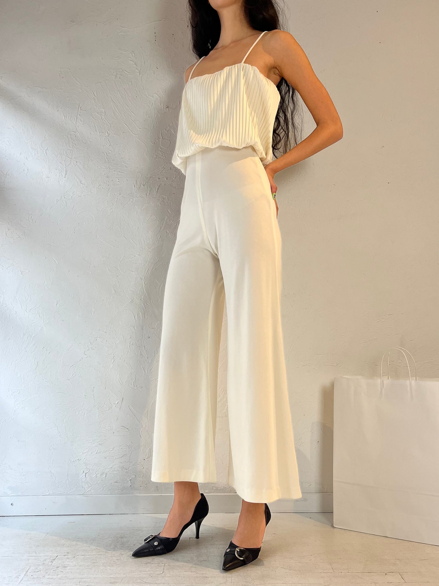 Vintage Handmade White Jumpsuit / Small