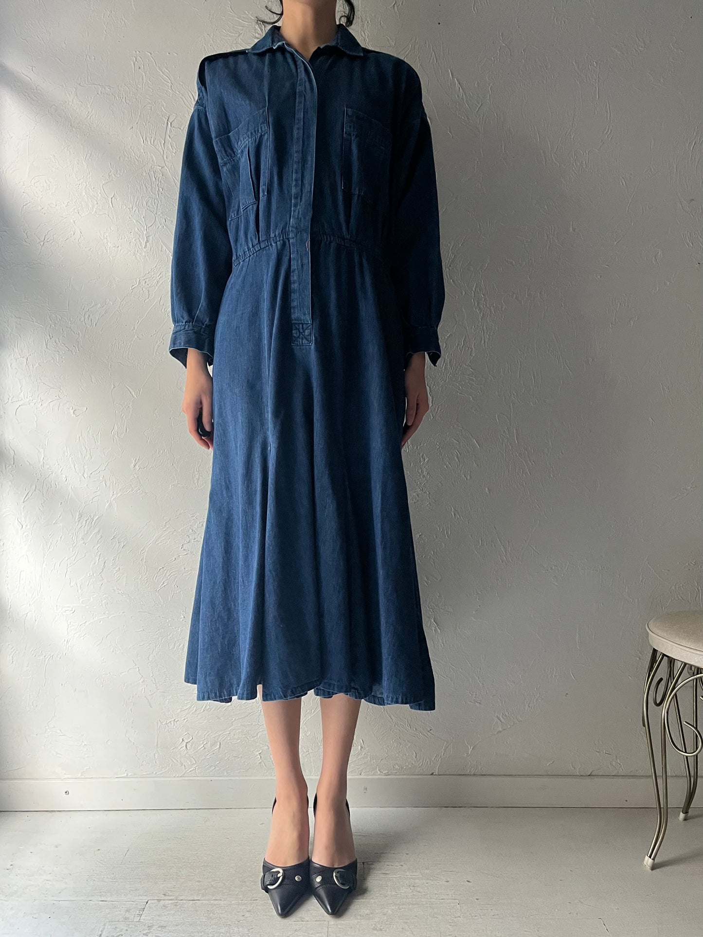 90s 'Liz Claiborne' Denim Dress / Large