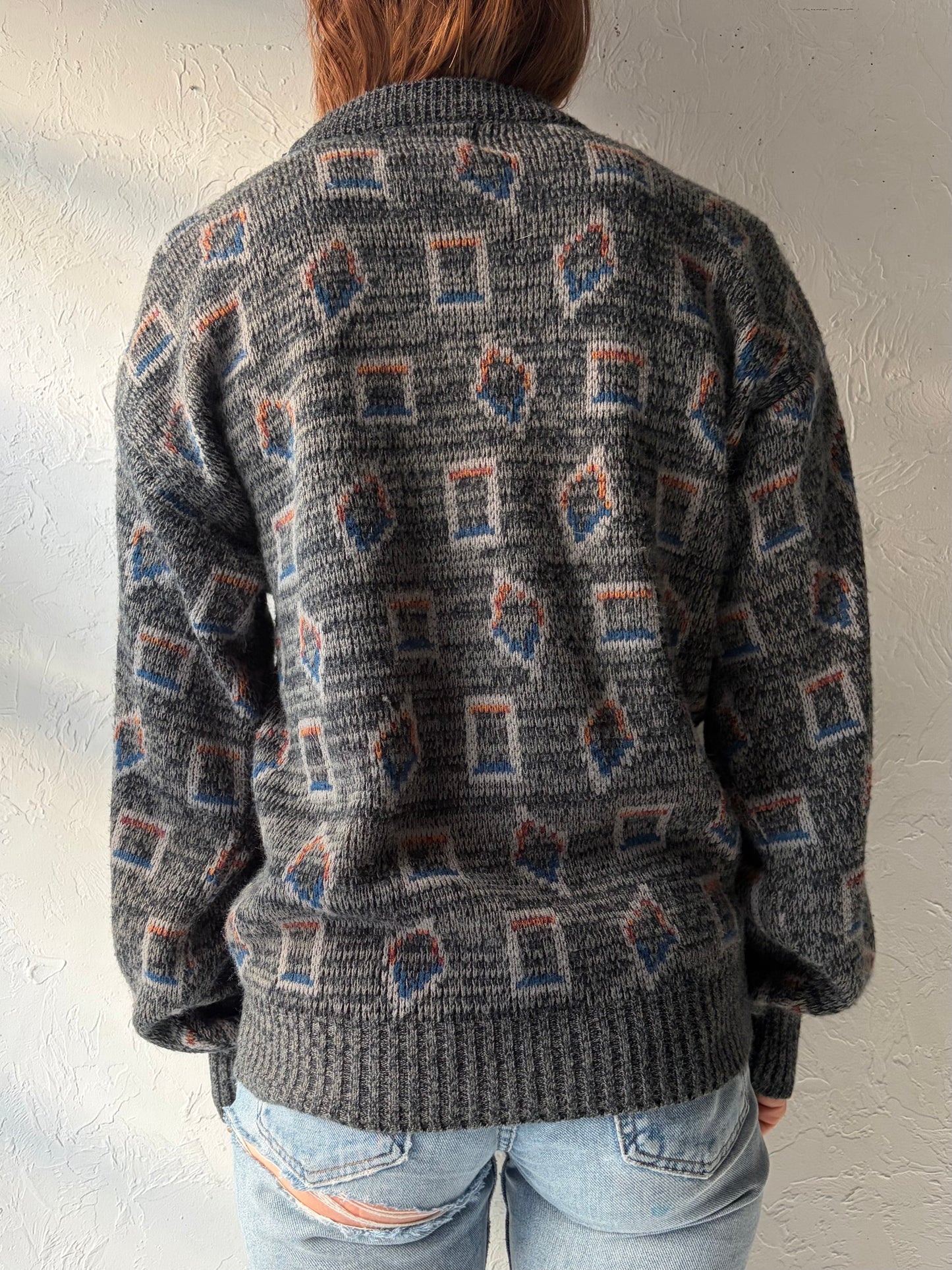 90s 'Weeds' Acrylic Grandpa Sweater / Large