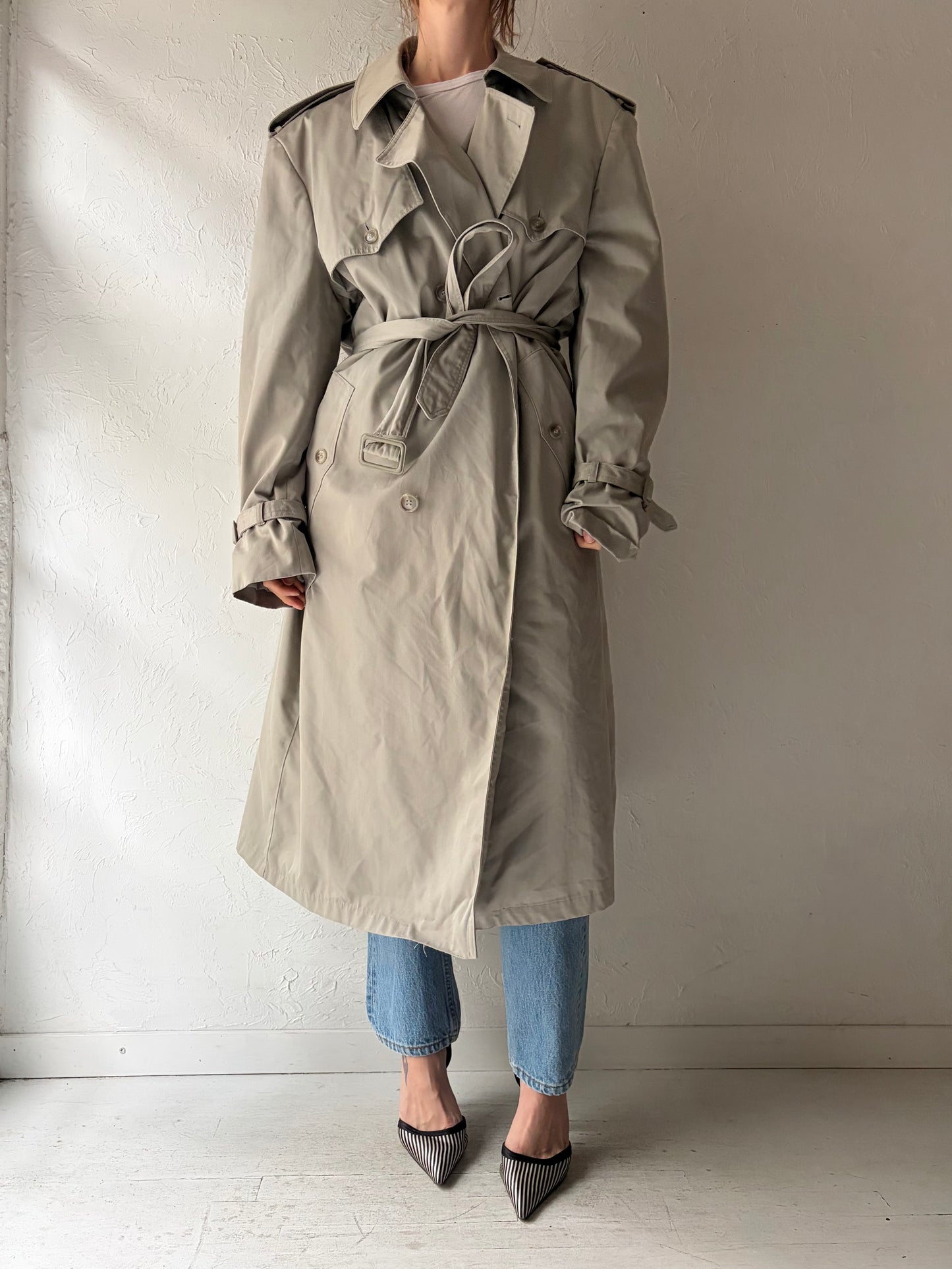 90s 'London Town' Beige Trench Coat / Large